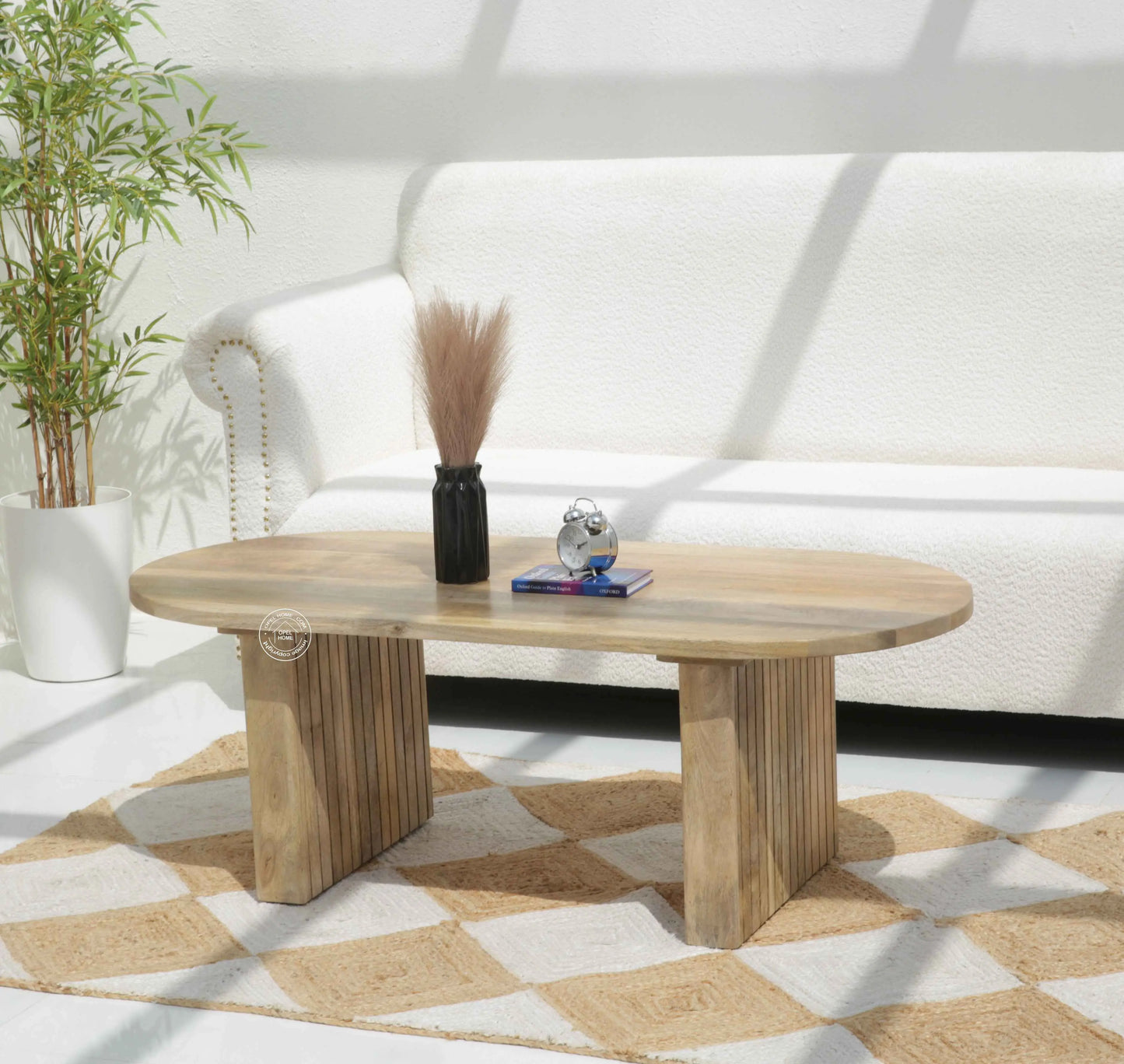 Crumley Wooden Coffee Table – Solid Mango Wood, Natural Finish | Opelhome UAE