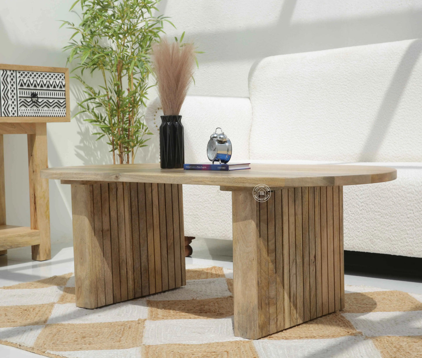 Crumley Wooden Coffee Table – Solid Mango Wood, Natural Finish | Opelhome UAE