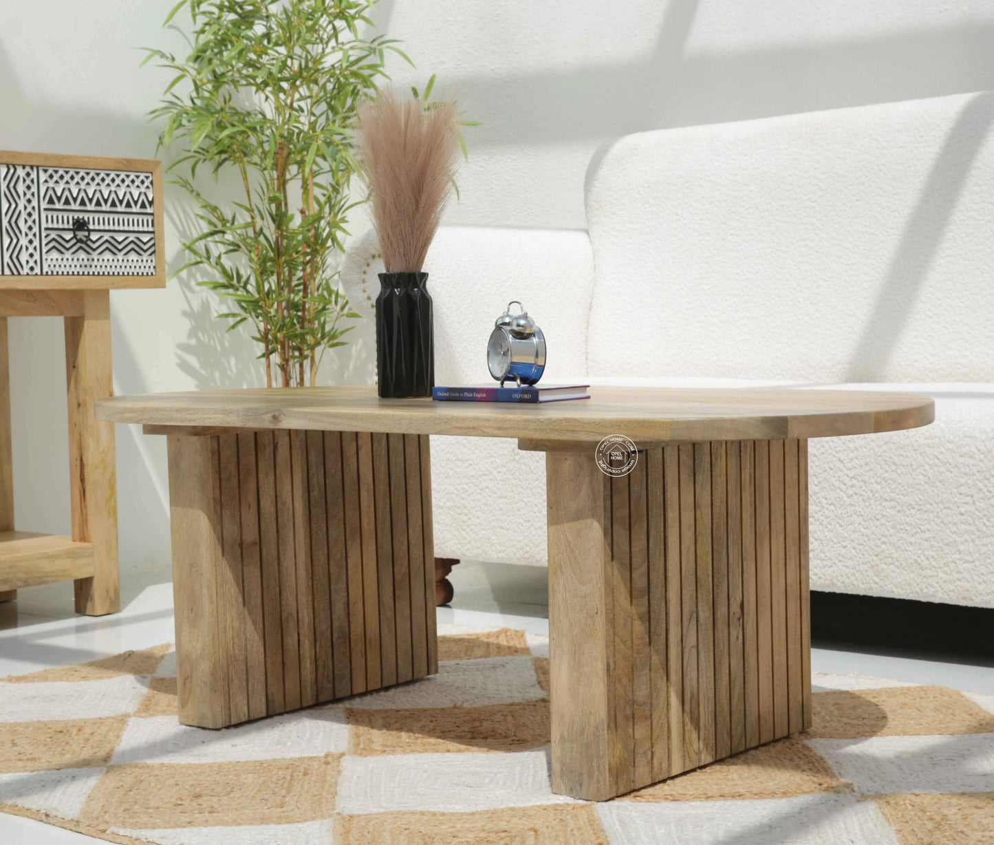 Crumley Wooden Coffee Table – Solid Mango Wood, Natural Finish | Opelhome UAE