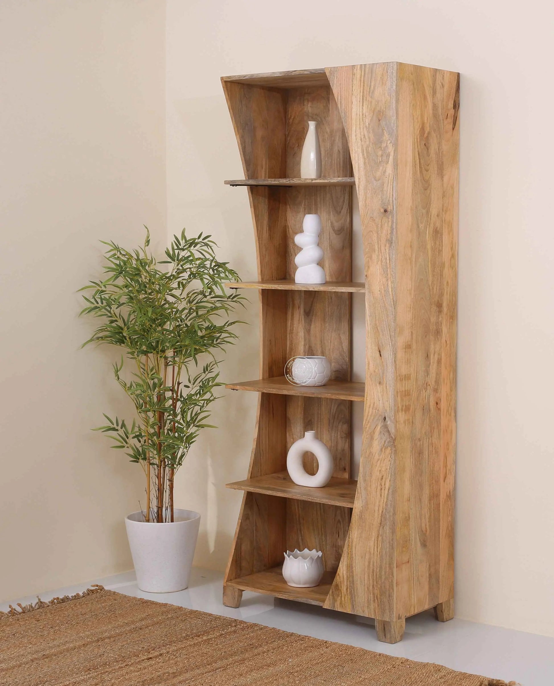 Curio Wooden Display Shelves Unit – Solid Mango Wood, 200 cm | Opelhome UAE