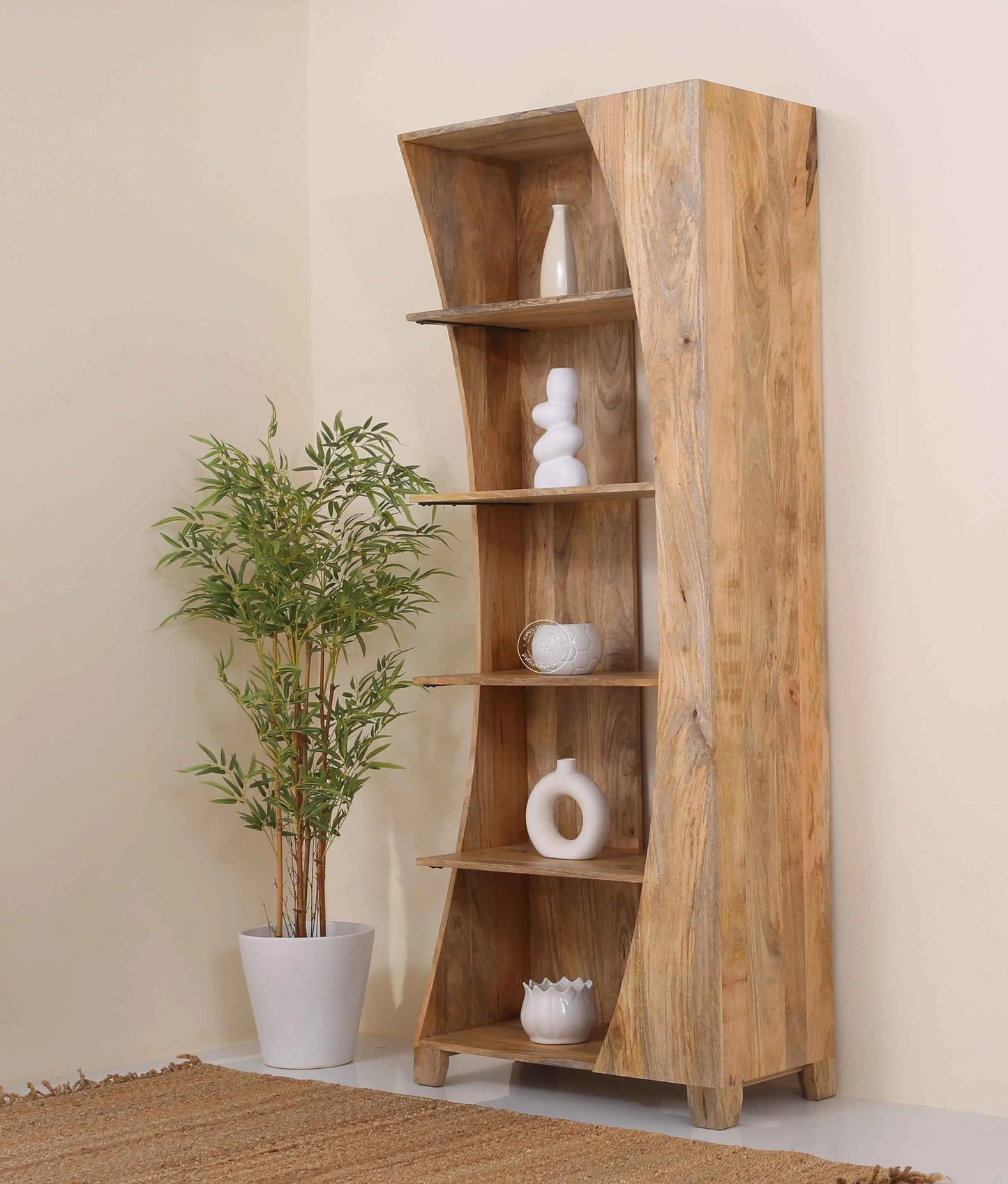 Curio Wooden Display Shelves Unit – Solid Mango Wood, 200 cm | Opelhome UAE
