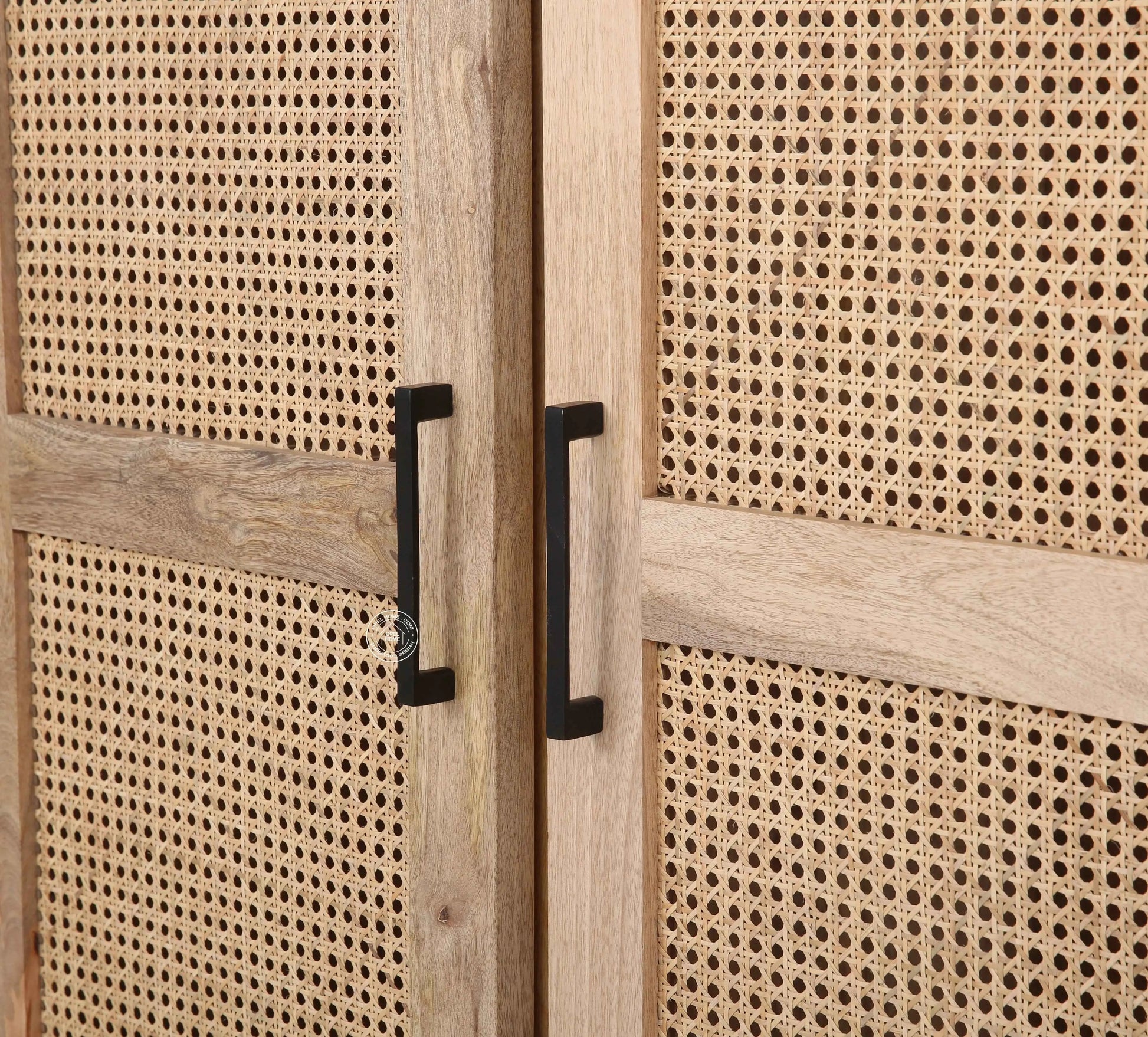 Curly Rattan Closet – 1 Drawer, Solid Mango Wood, Natural Finish, Tall Storage | Opelhome UAE