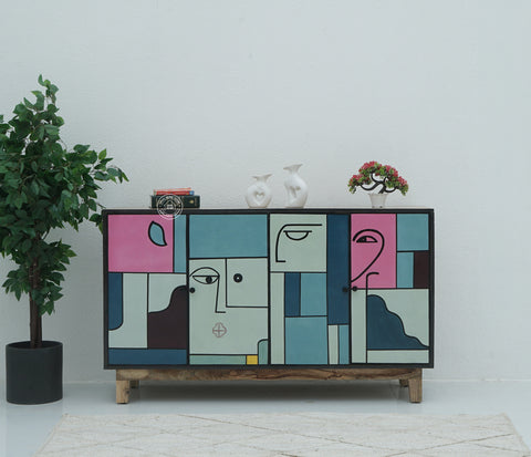 Barari wooden 4 door Painting Sideboard