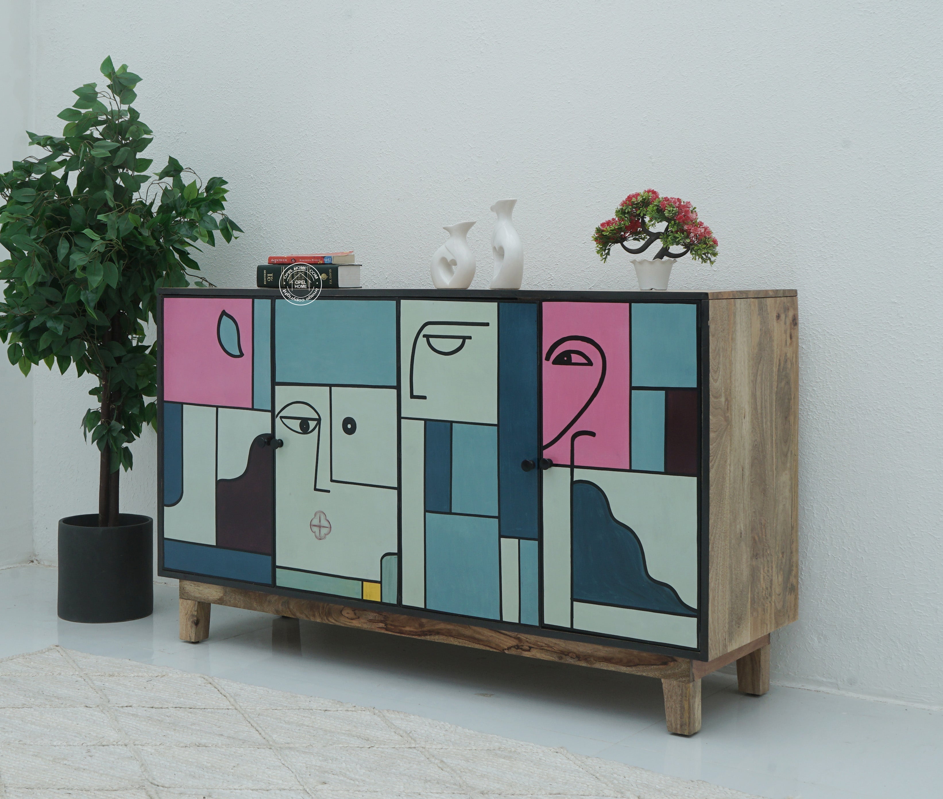 Barari wooden 4 door Painting Sideboard