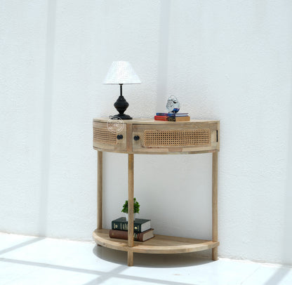 Lovett Rattan Console Table – 2 Doors, Solid Mango Wood, Natural Finish | Opelhome UAE