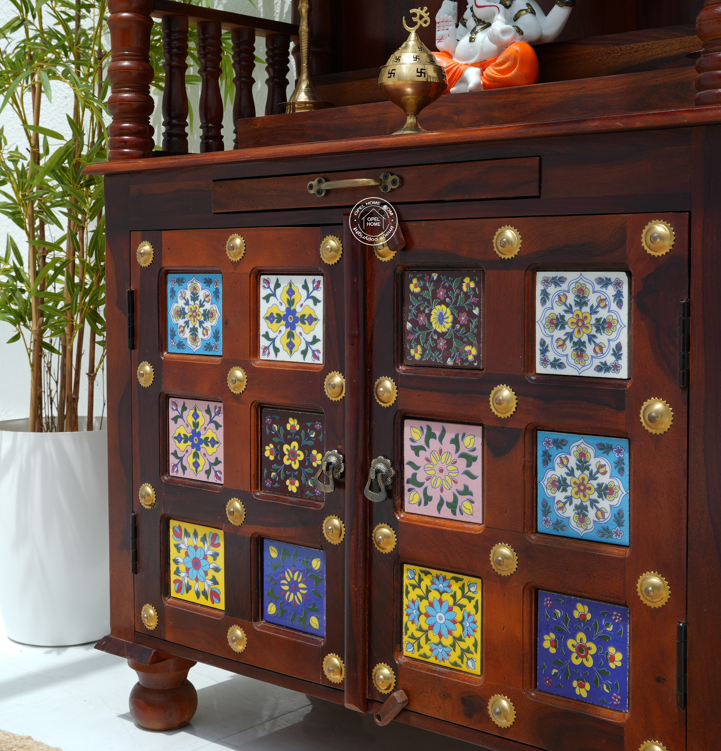 Traditional Rosewood Pooja Temple | Handcrafted Solid Wood Home Mandir