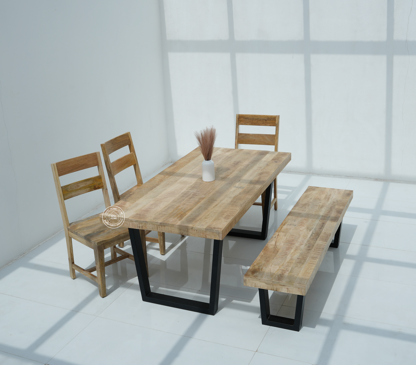 Sobine Mango Wood Dining Table with 7CM Top Thickness - Multiple Sizes & Leg Options