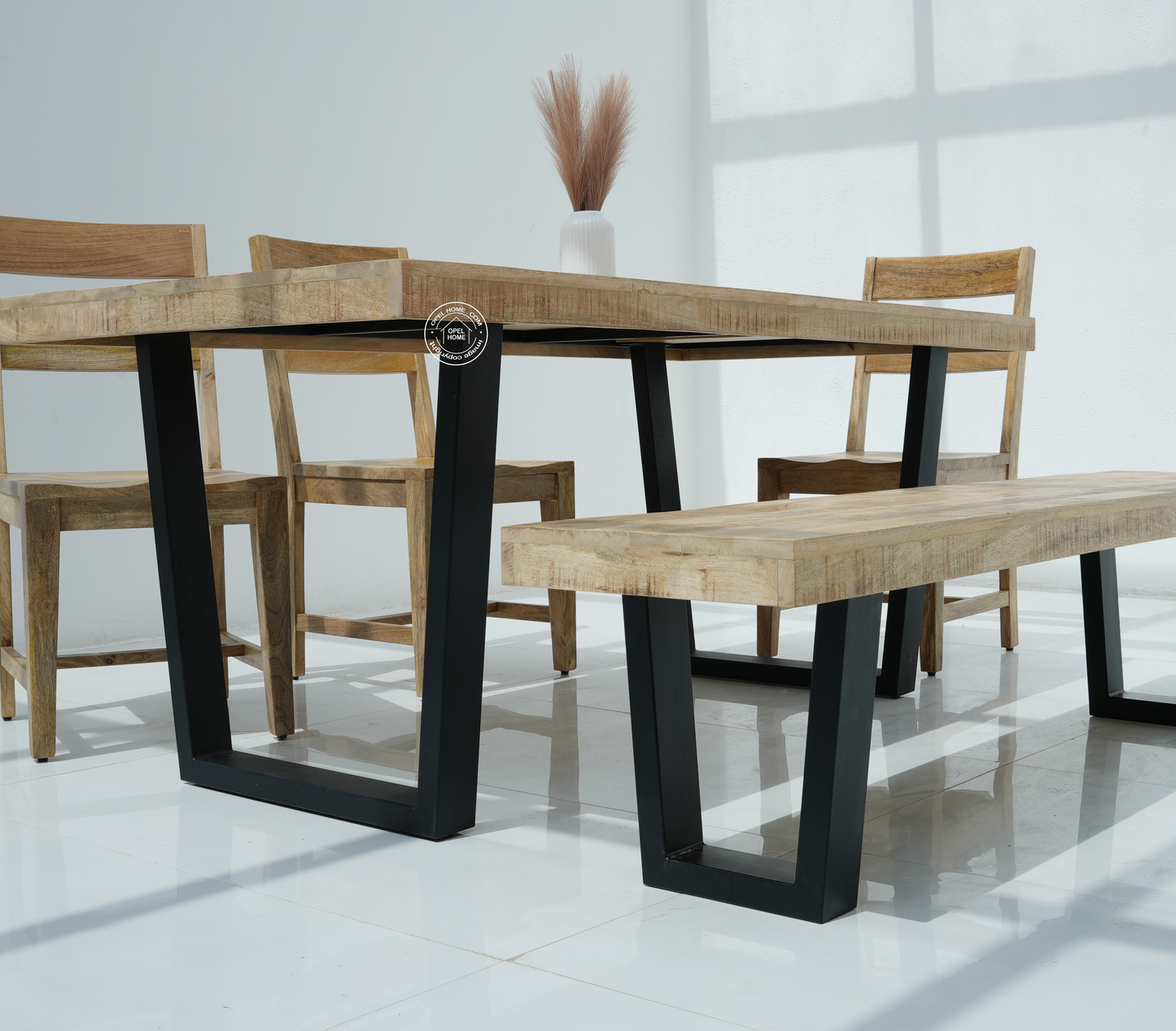 Sobine Mango Wood Dining Table with 7CM Top Thickness - Multiple Sizes & Leg Options