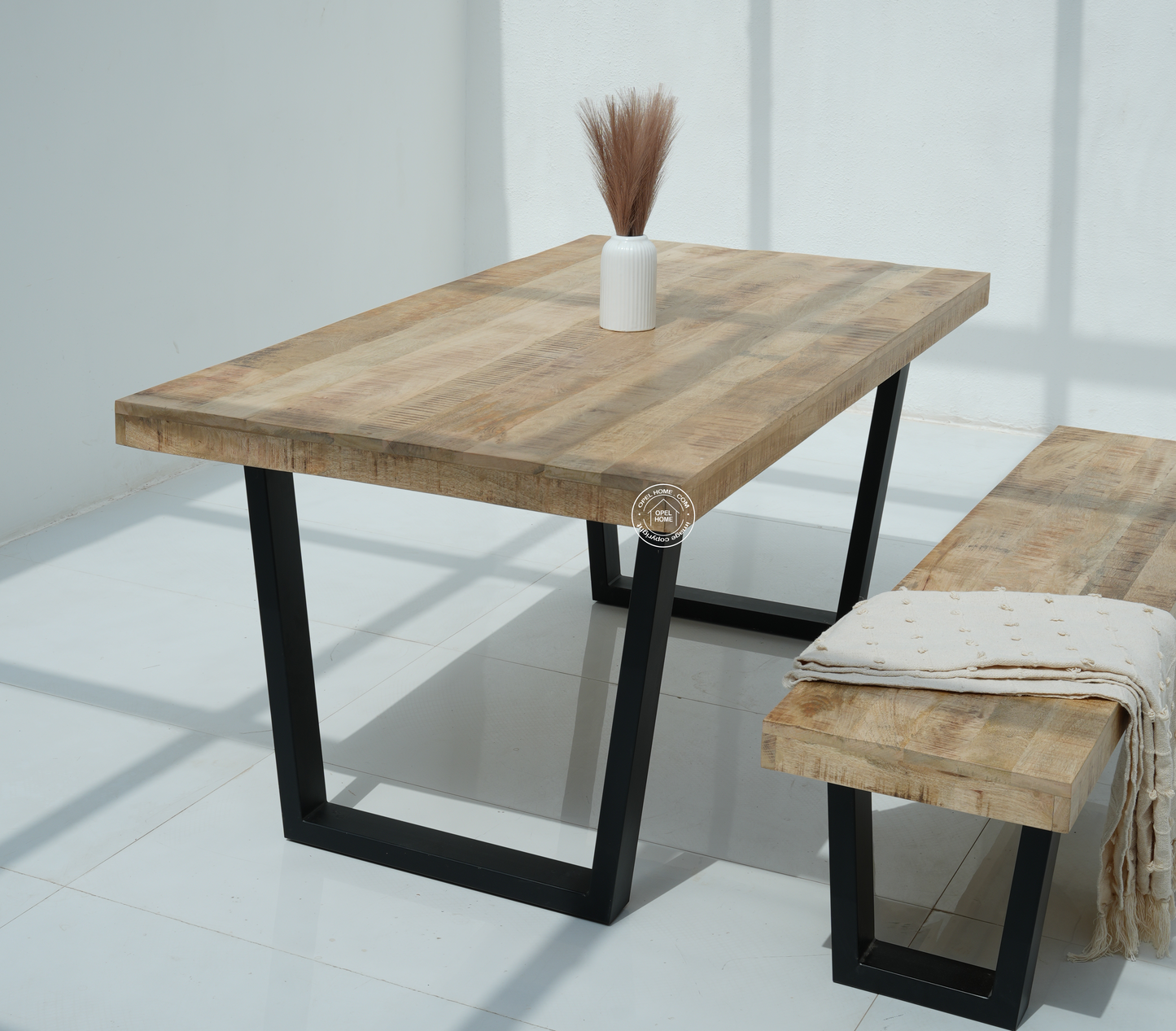 Sobine Mango Wood Dining Table with 7CM Top Thickness - Multiple Sizes & Leg Options