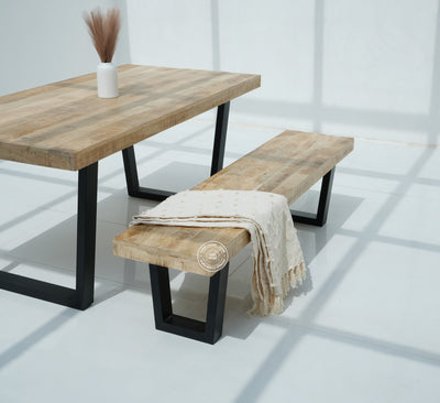 Sobine Mango Wood Dining Bench with 7CM Top Thickness -Only Bench , Multiple Sizes & Leg Options