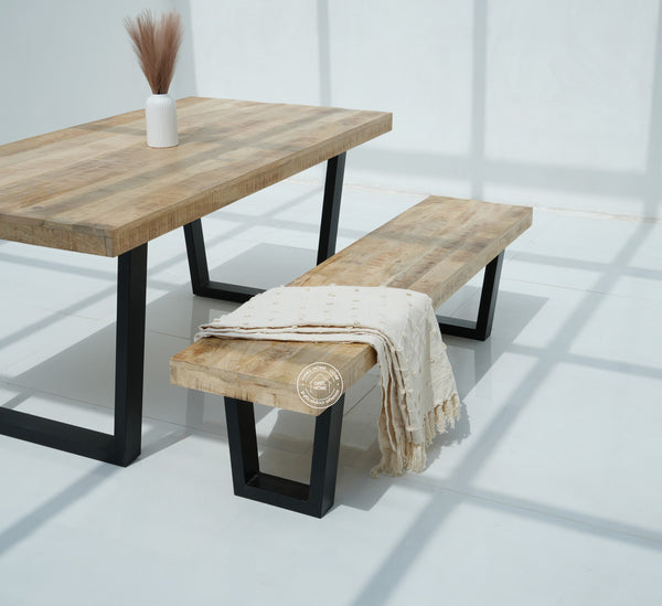 Sobine Mango Wood Dining Bench with 7CM Top Thickness -Only Bench , Multiple Sizes & Leg Options
