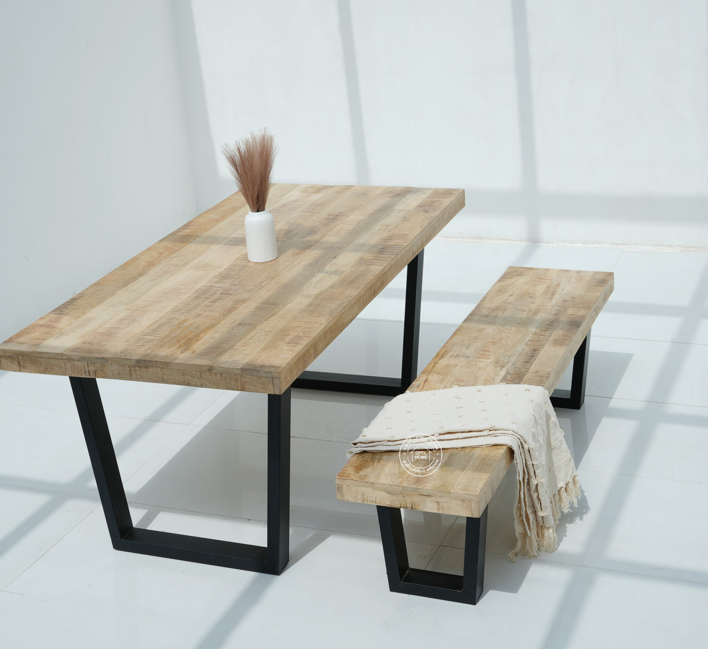 Sobine Mango Wood Dining Bench with 7CM Top Thickness - Multiple Sizes & Leg Options