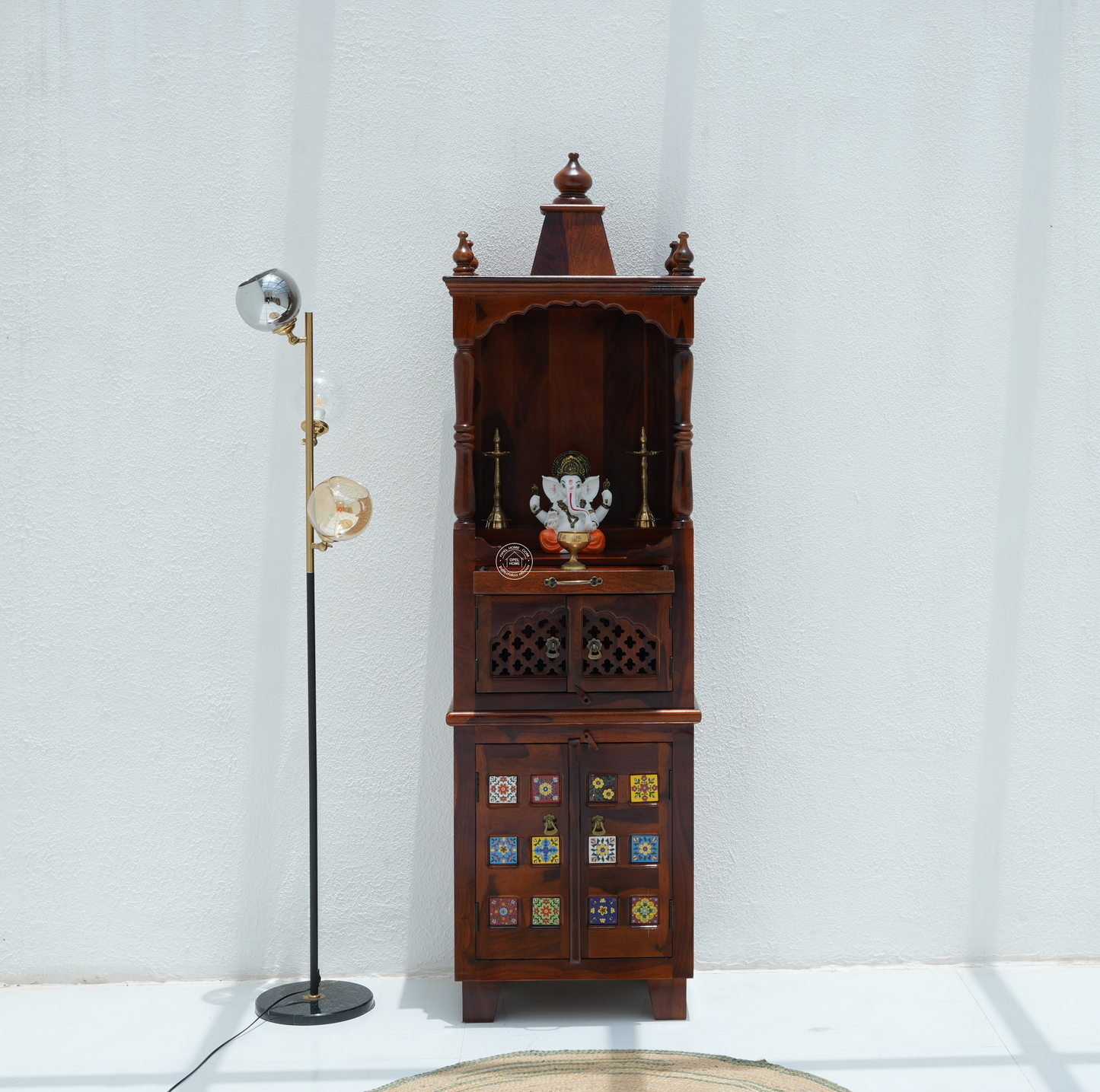 Wooden Home Mandir – Shanti | Solid Rosewood Pooja Temple