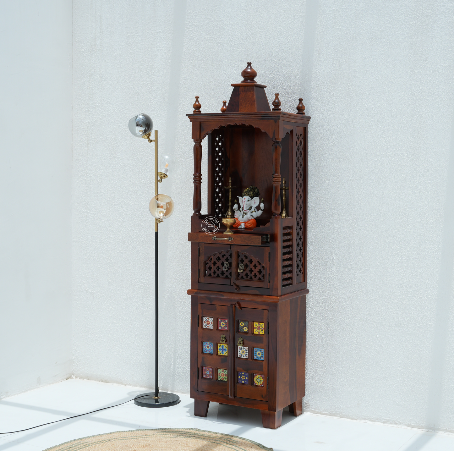 Wooden Home Mandir – Shanti | Solid Rosewood Pooja Temple