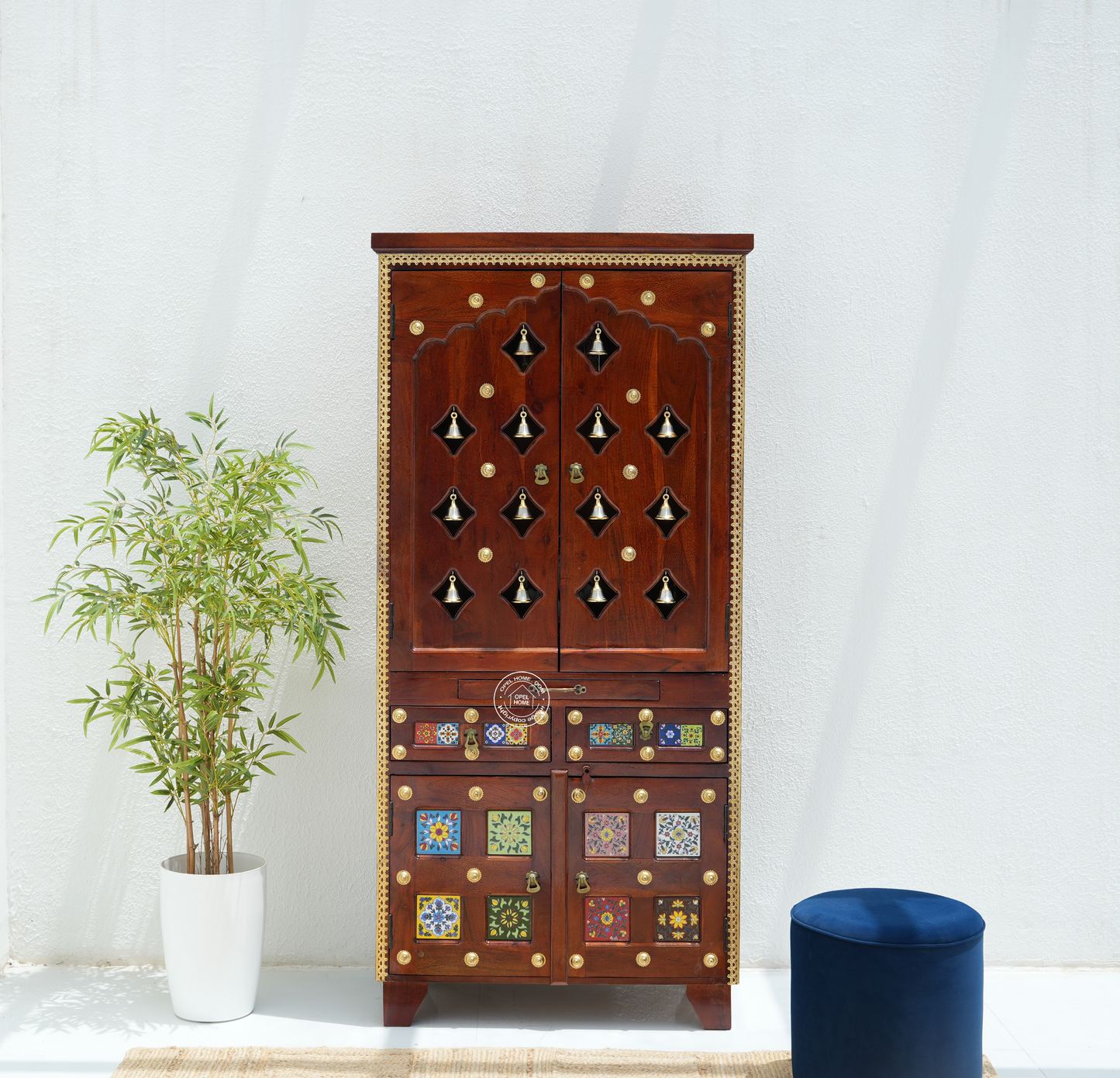 Heritage Acacia  wood Temple with Doors | Handcrafted Pooja Mandir