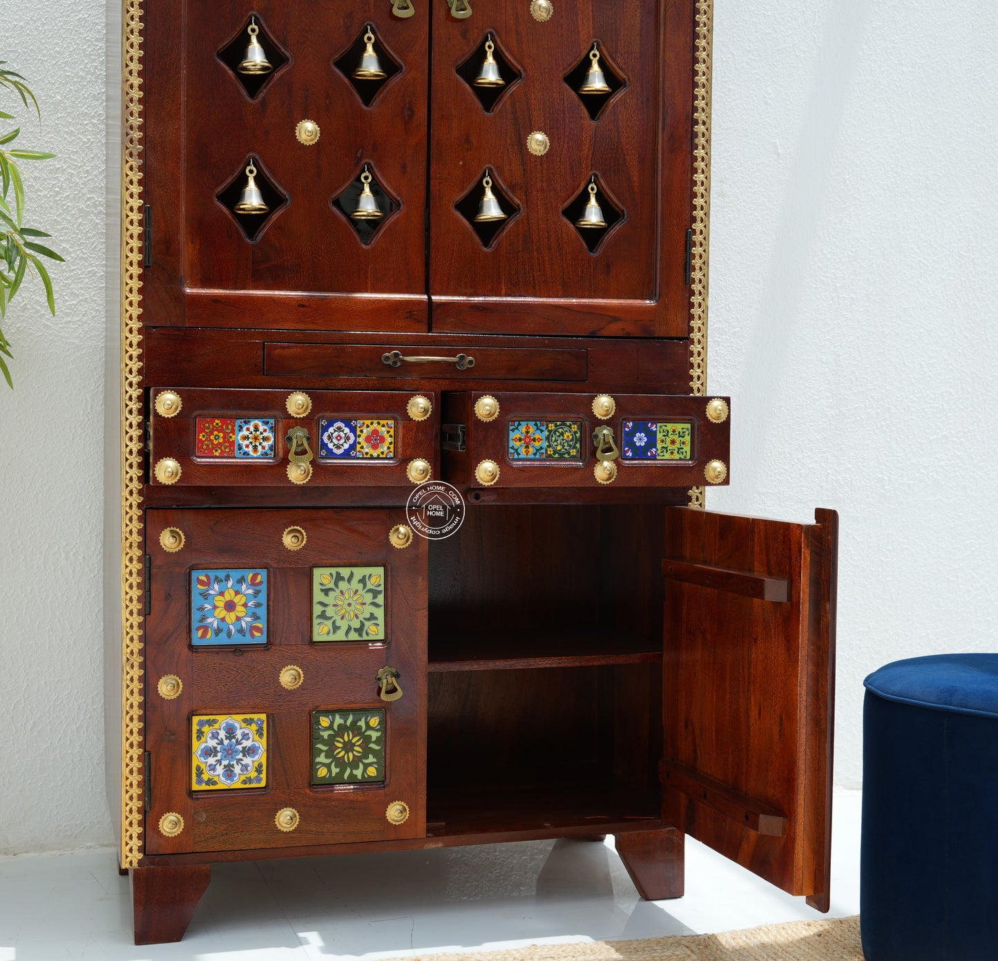 Heritage Acacia  wood Temple with Doors | Handcrafted Pooja Mandir