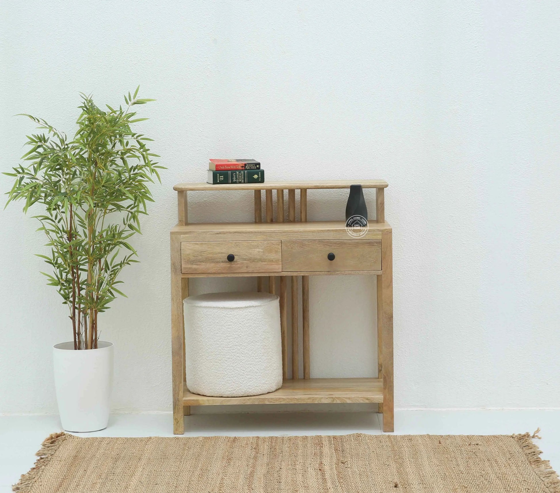Darek Wooden Console Table – 2 Drawers, Solid Mango Wood, Natural Finish | Opelhome UAE