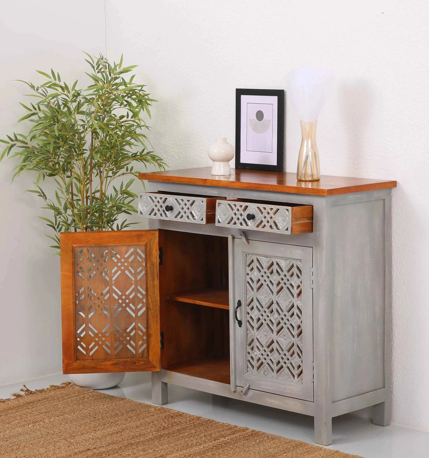 Delia Wooden 2 Door 2 Drawer Sideboard (Multiple Color Options) | Opelhome UAE