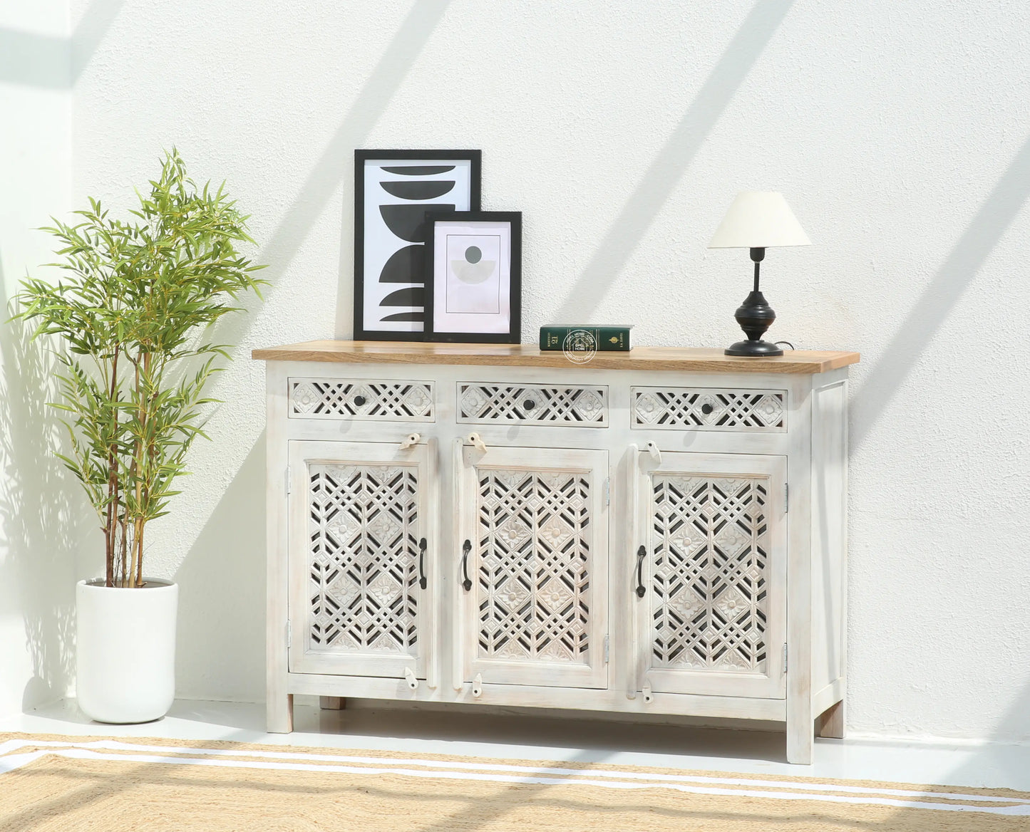 Delia Wooden 3 Door 3 Drawer Sideboard (Multiple Color Options) | Opelhome UAE - Opelhome