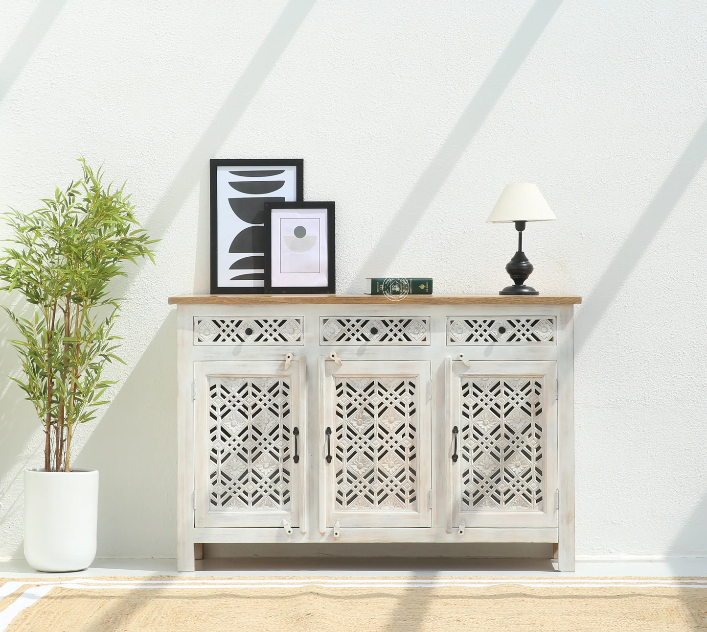 Delia Wooden 3 Door 3 Drawer Sideboard (Multiple Color Options) | Opelhome UAE - Opelhome