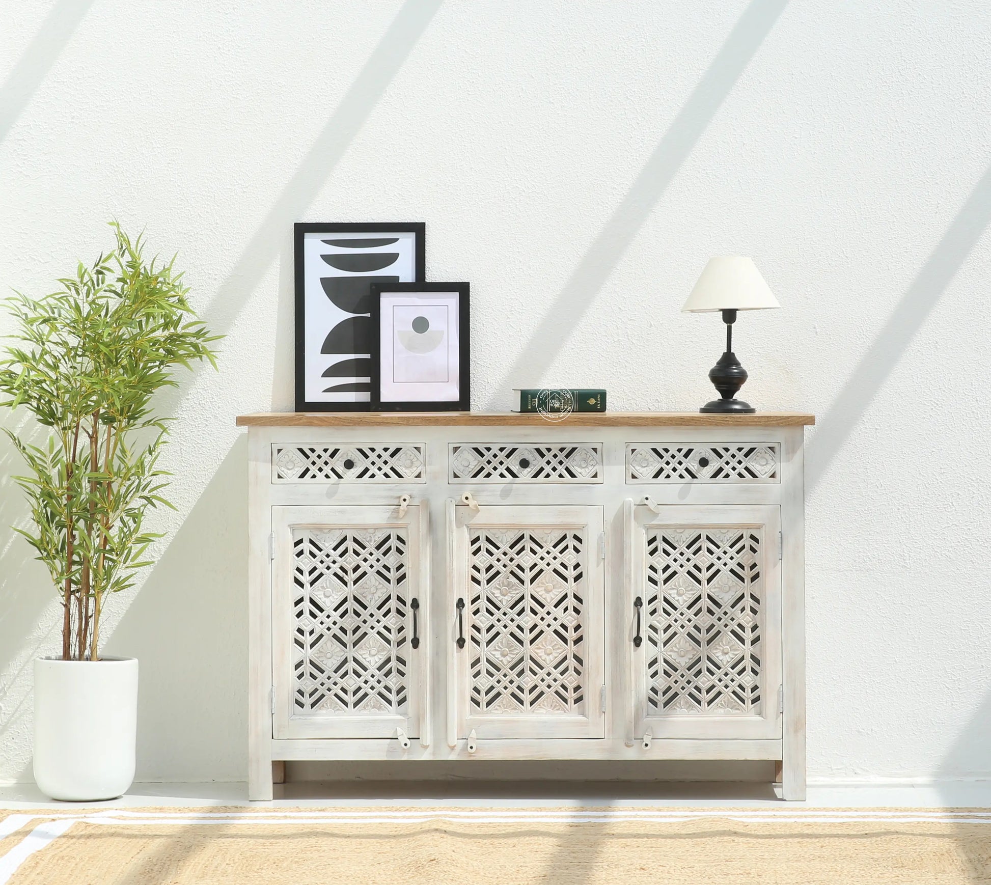 Delia Wooden 3 Door 3 Drawer Sideboard (Multiple Color Options) | Opelhome UAE - Opelhome