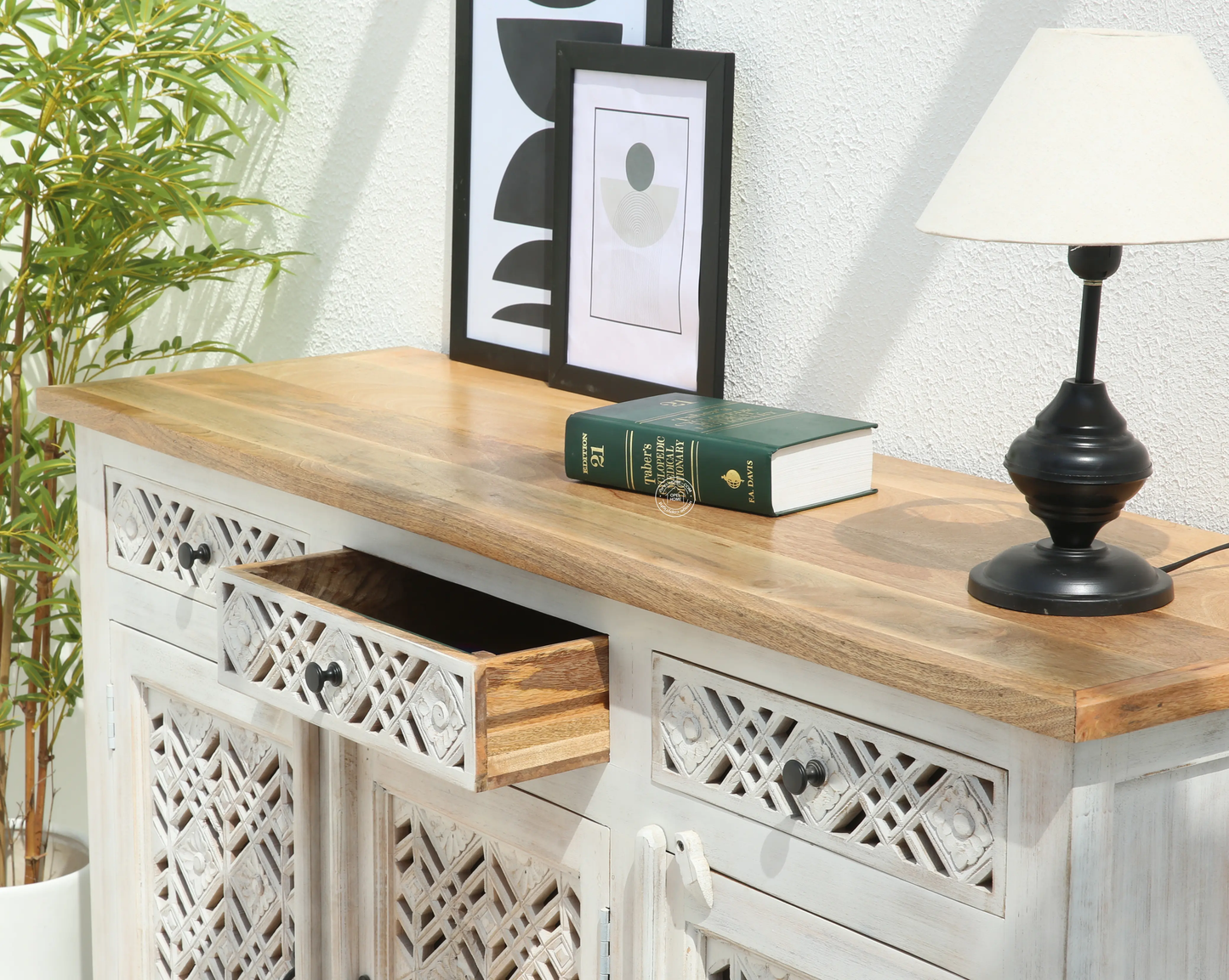 Delia Wooden 3 Door 3 Drawer Sideboard (Multiple Color Options) | Opelhome UAE - Opelhome