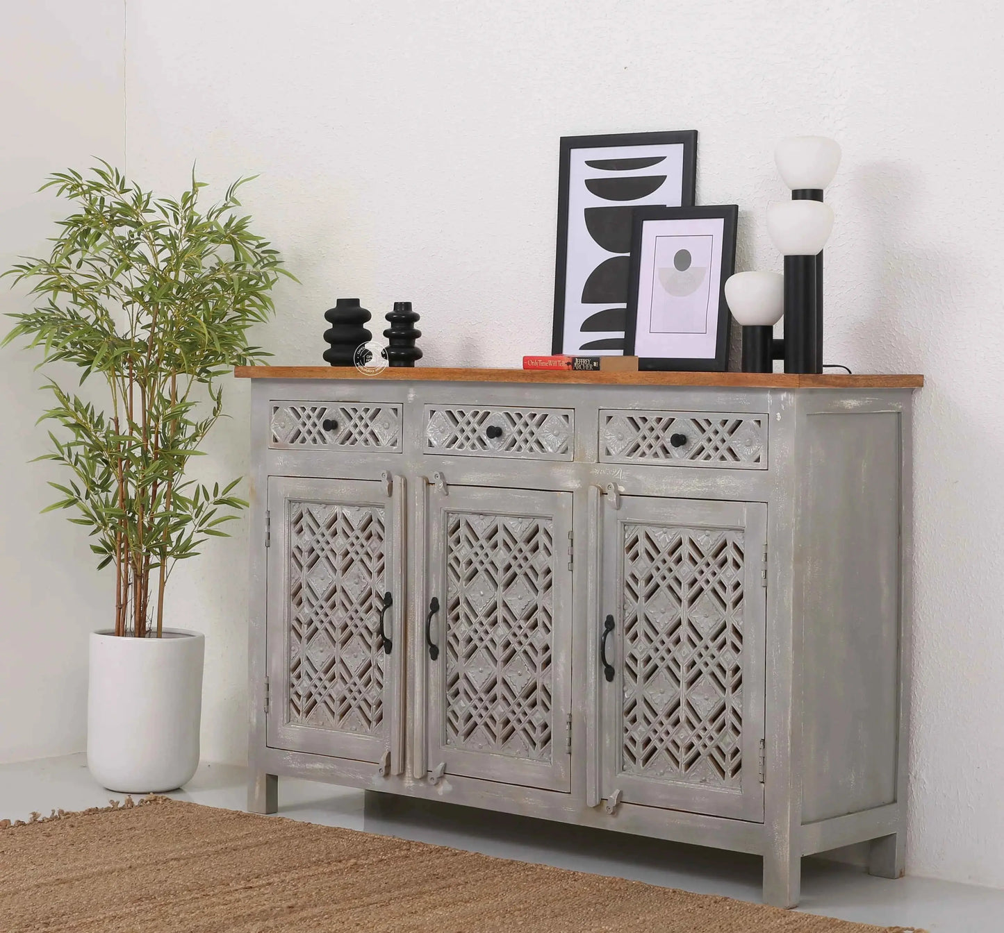 Delia Wooden 3 Door 3 Drawer Sideboard (Multiple Color Options) | Opelhome UAE
