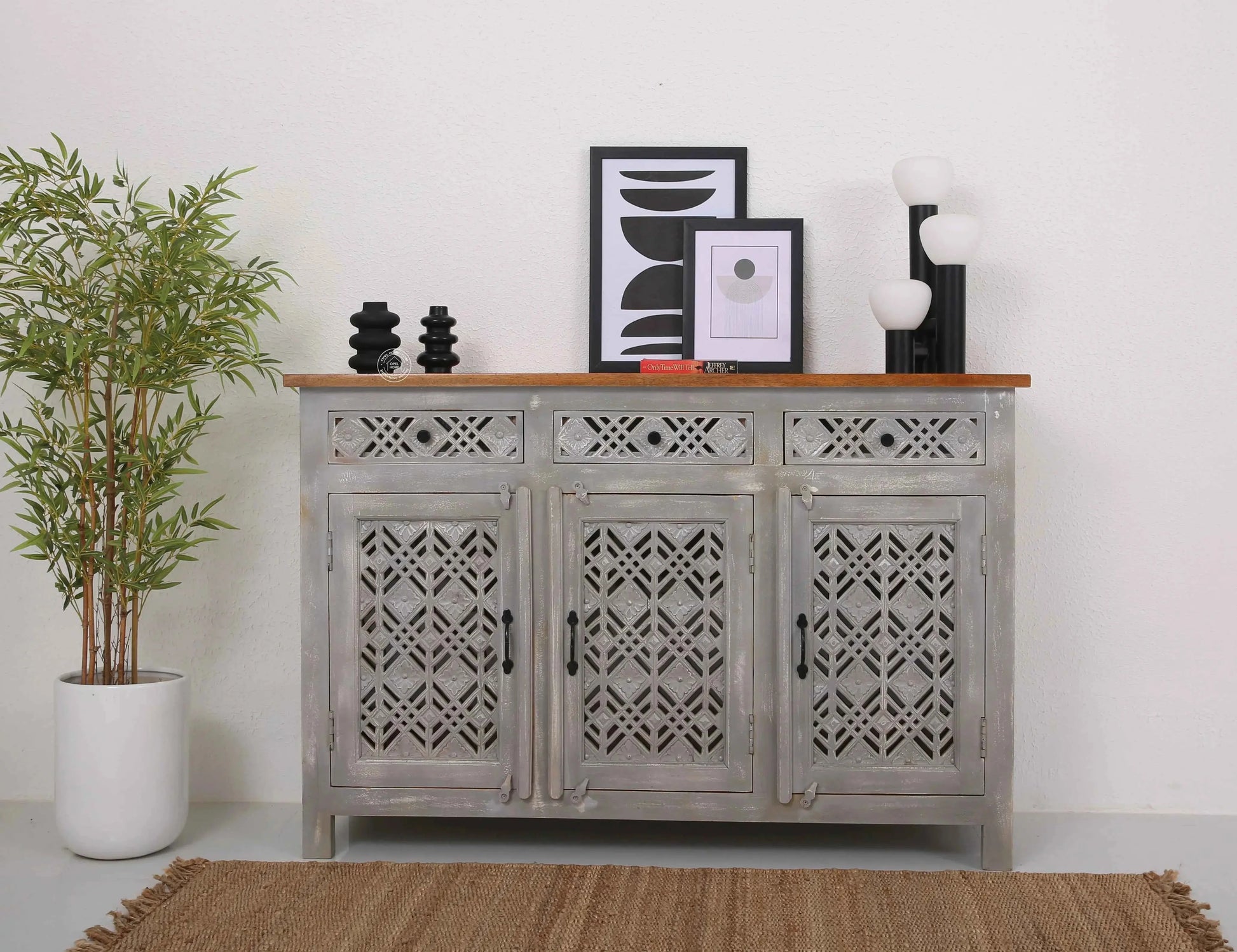 Delia Wooden 3 Door 3 Drawer Sideboard (Multiple Color Options) | Opelhome UAE