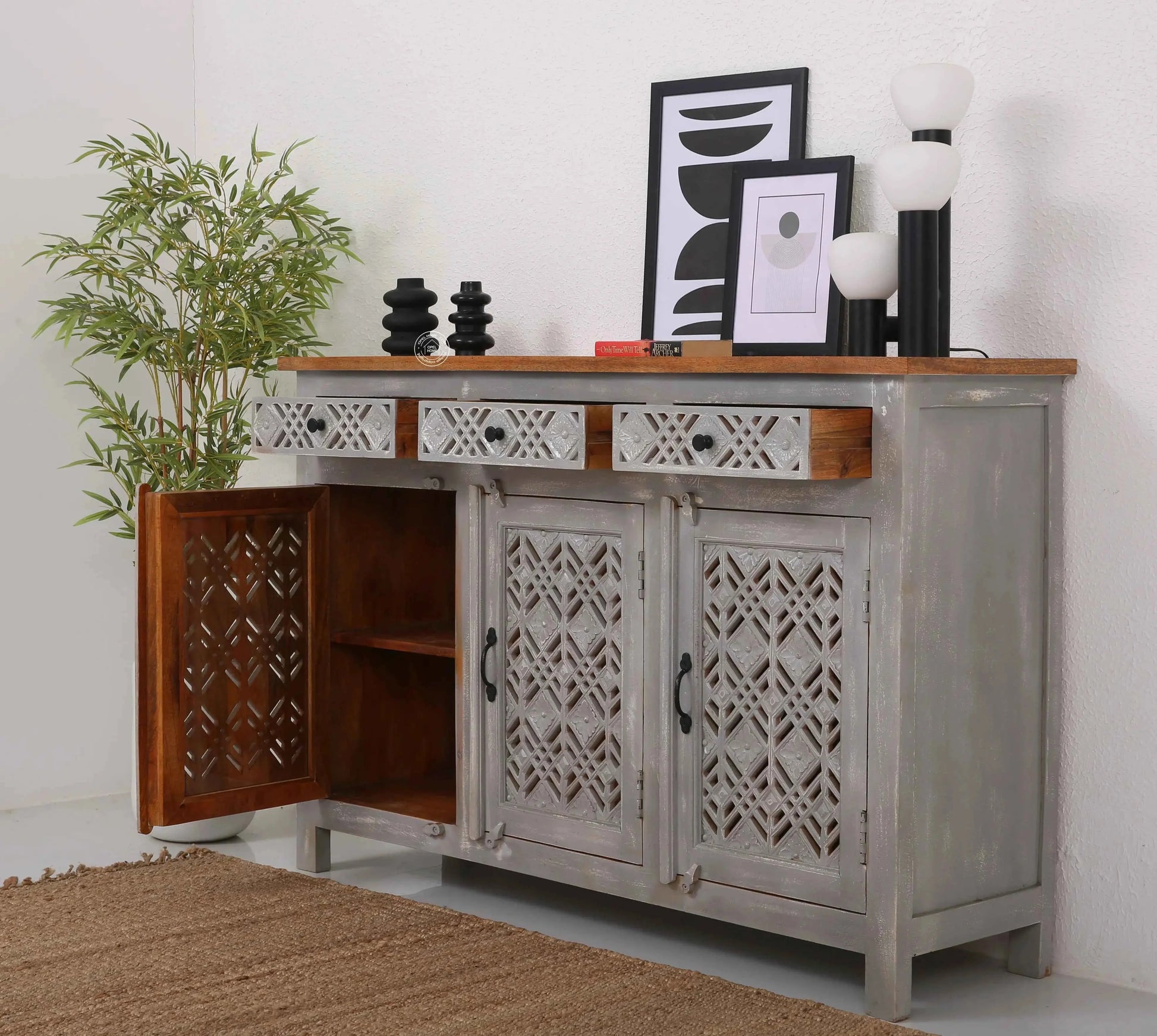 Delia Wooden 3 Door 3 Drawer Sideboard (Multiple Color Options) | Opelhome UAE