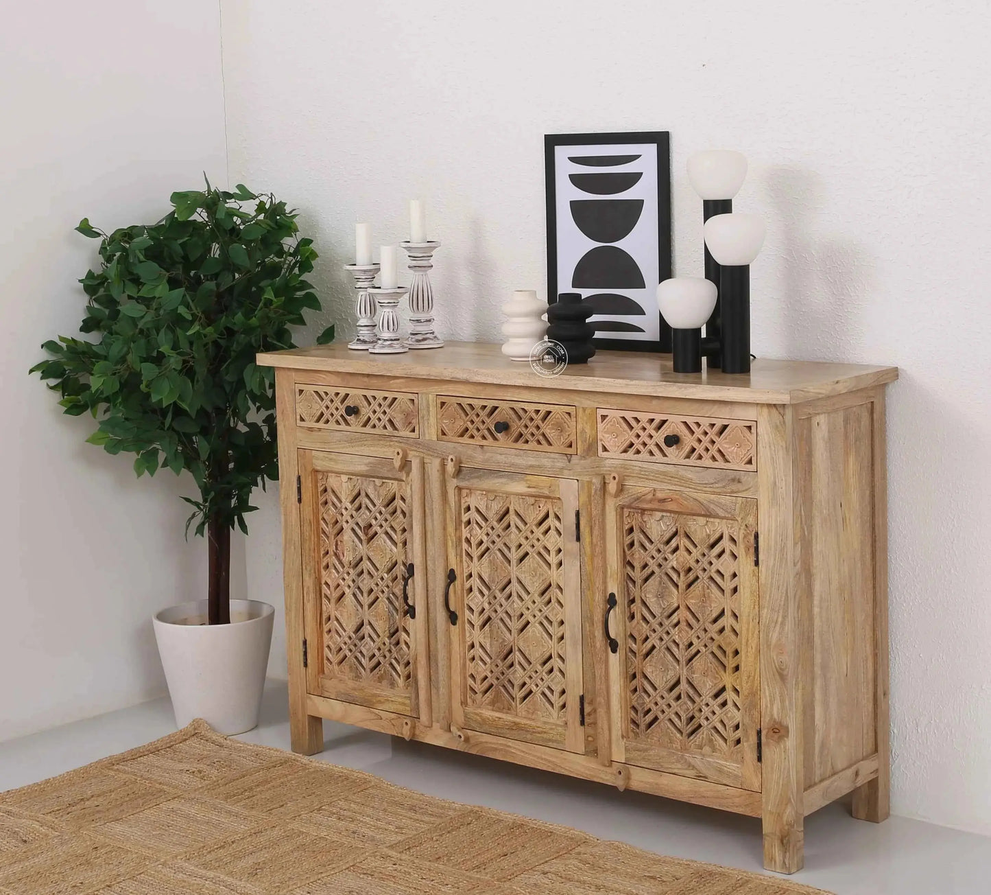 Delia Wooden 3 Door 3 Drawer Sideboard (Multiple Color Options) | Opelhome UAE