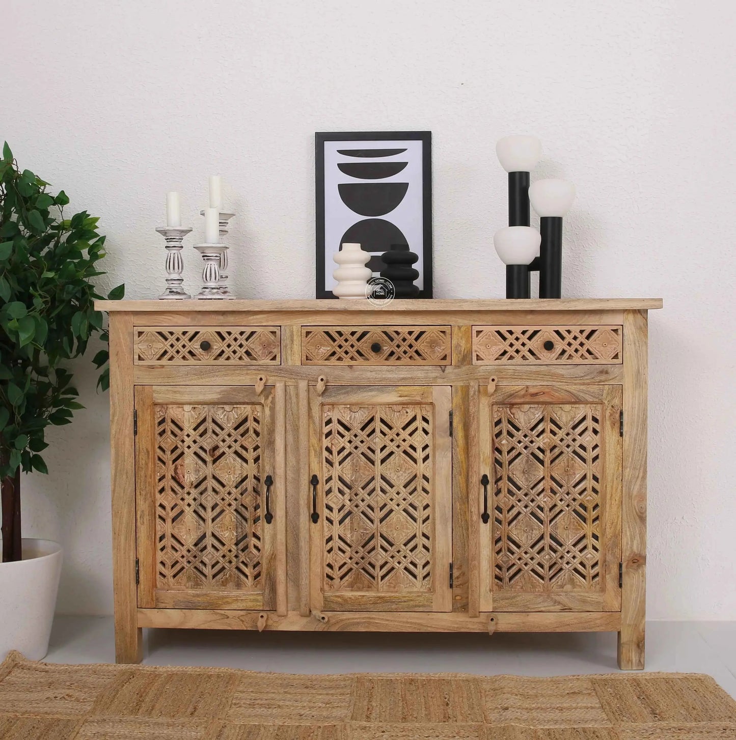 Delia Wooden 3 Door 3 Drawer Sideboard (Multiple Color Options) | Opelhome UAE