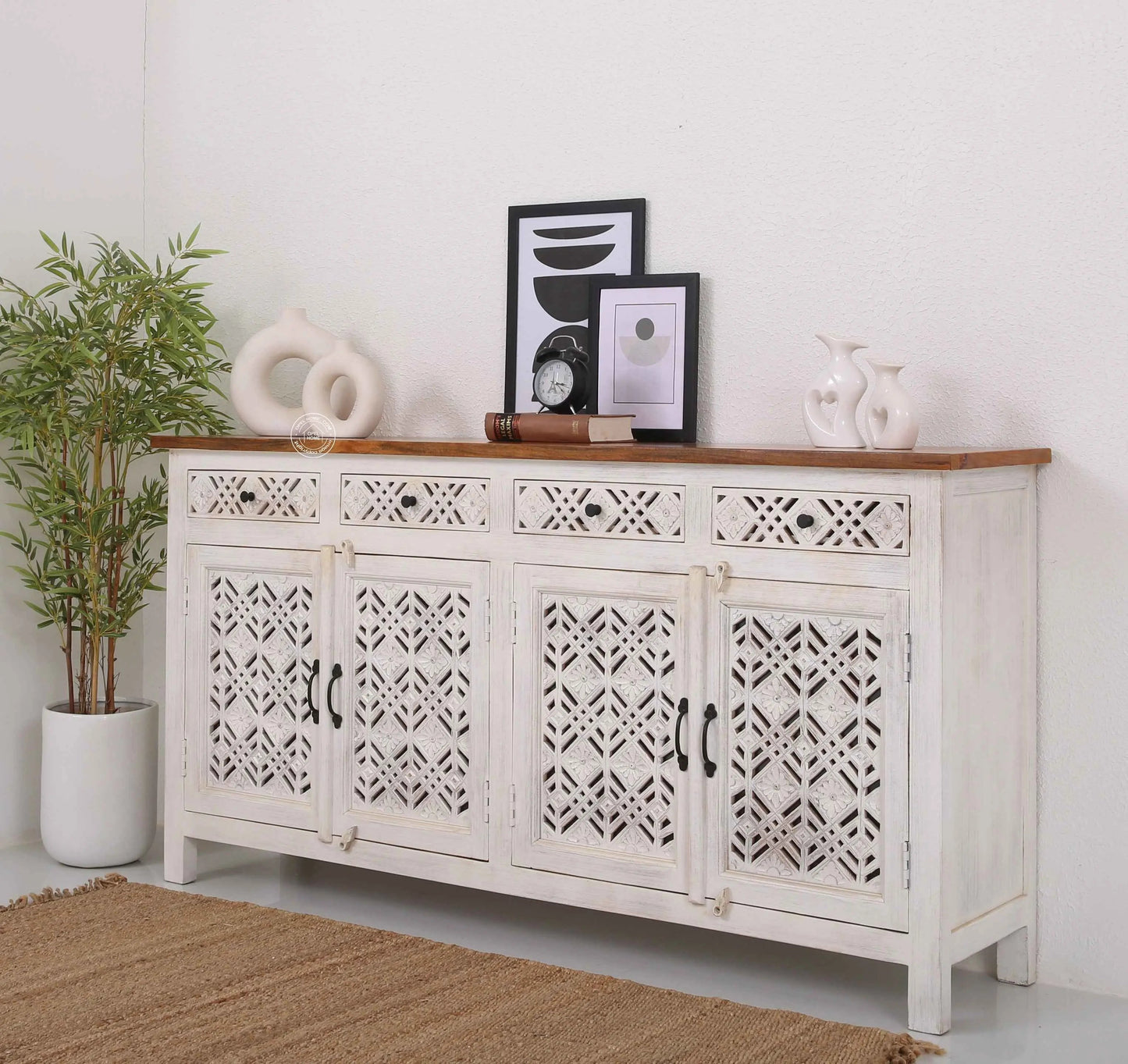 Delia Wooden 4 Door 4 Drawer Sideboard (Multiple Color Options) | Opelhome UAE