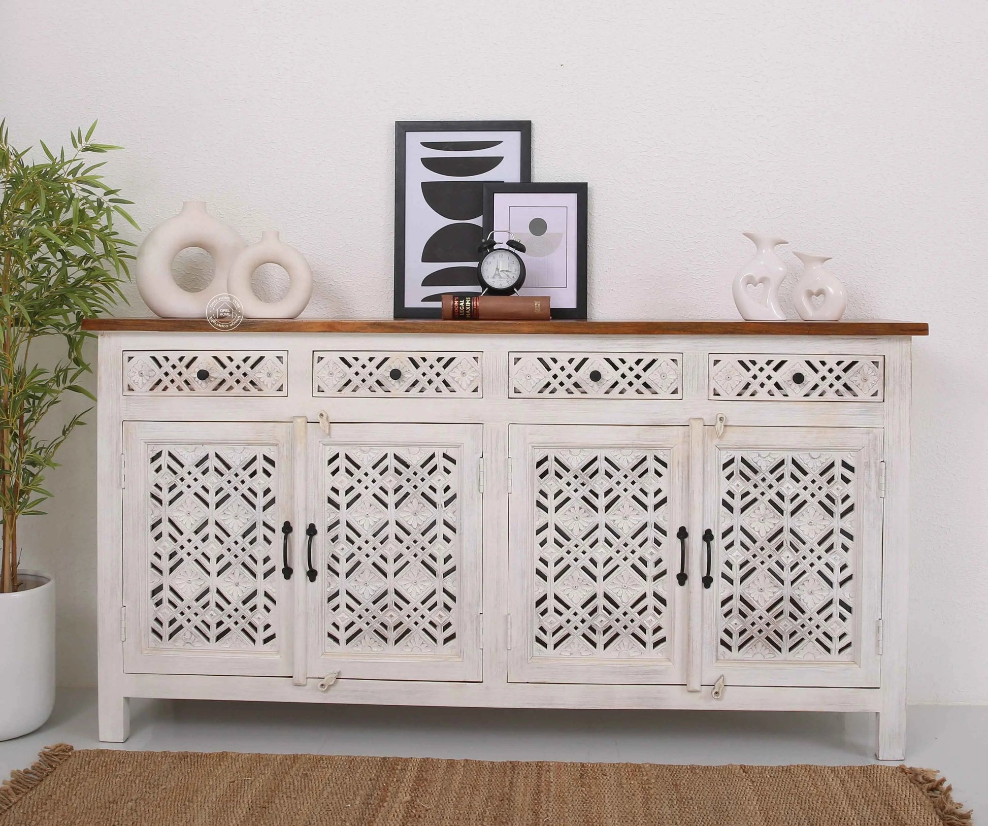 Delia Wooden 4 Door 4 Drawer Sideboard (Multiple Color Options) | Opelhome UAE