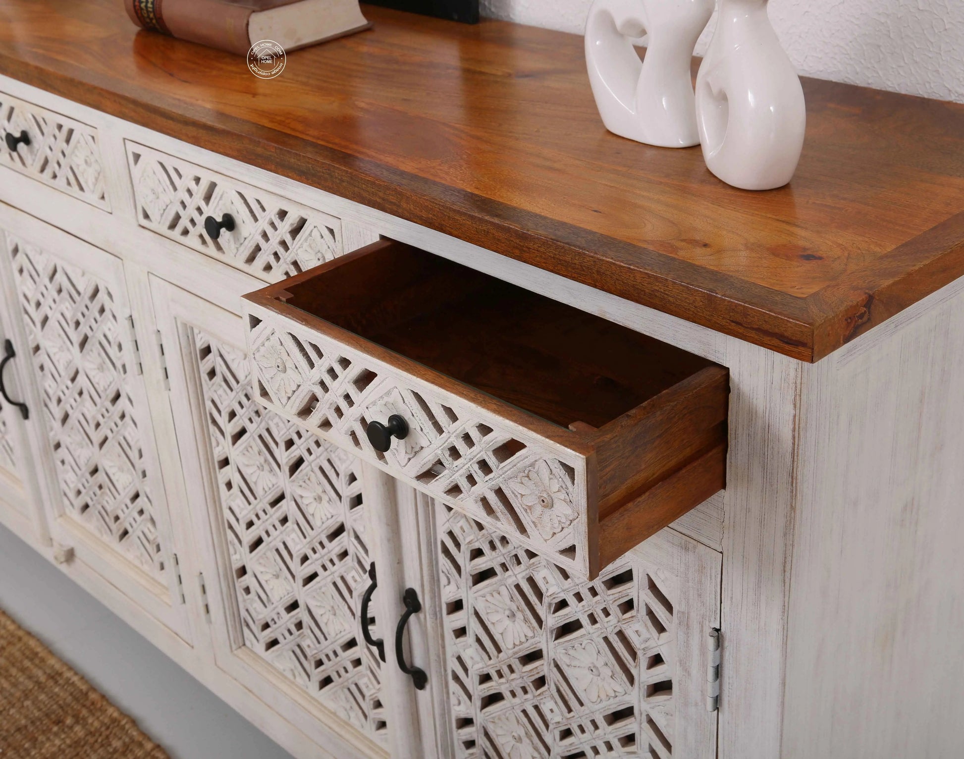 Delia Wooden 4 Door 4 Drawer Sideboard (Multiple Color Options) | Opelhome UAE