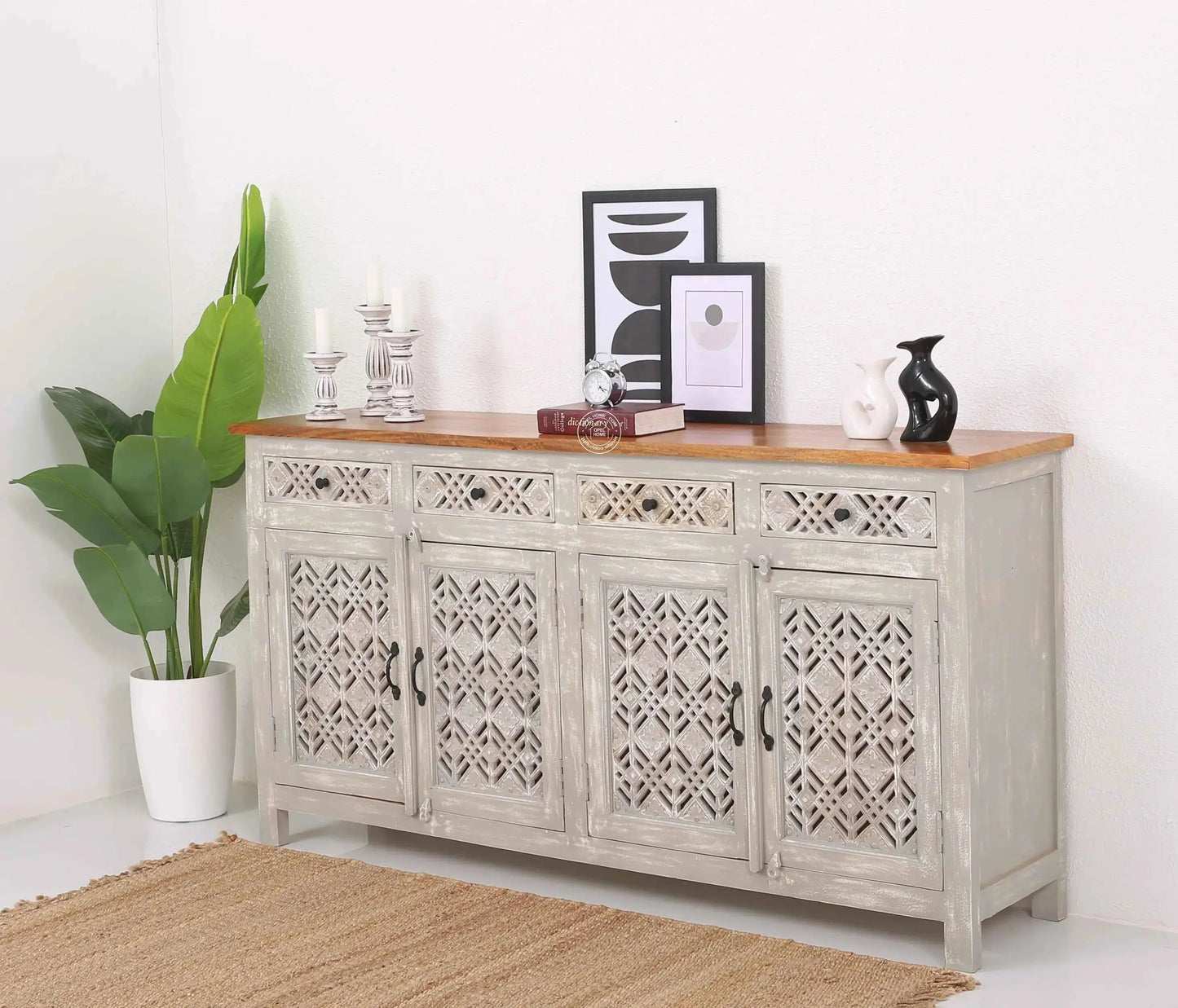Delia Wooden 4 Door 4 Drawer Sideboard (Multiple Color Options) | Opelhome UAE