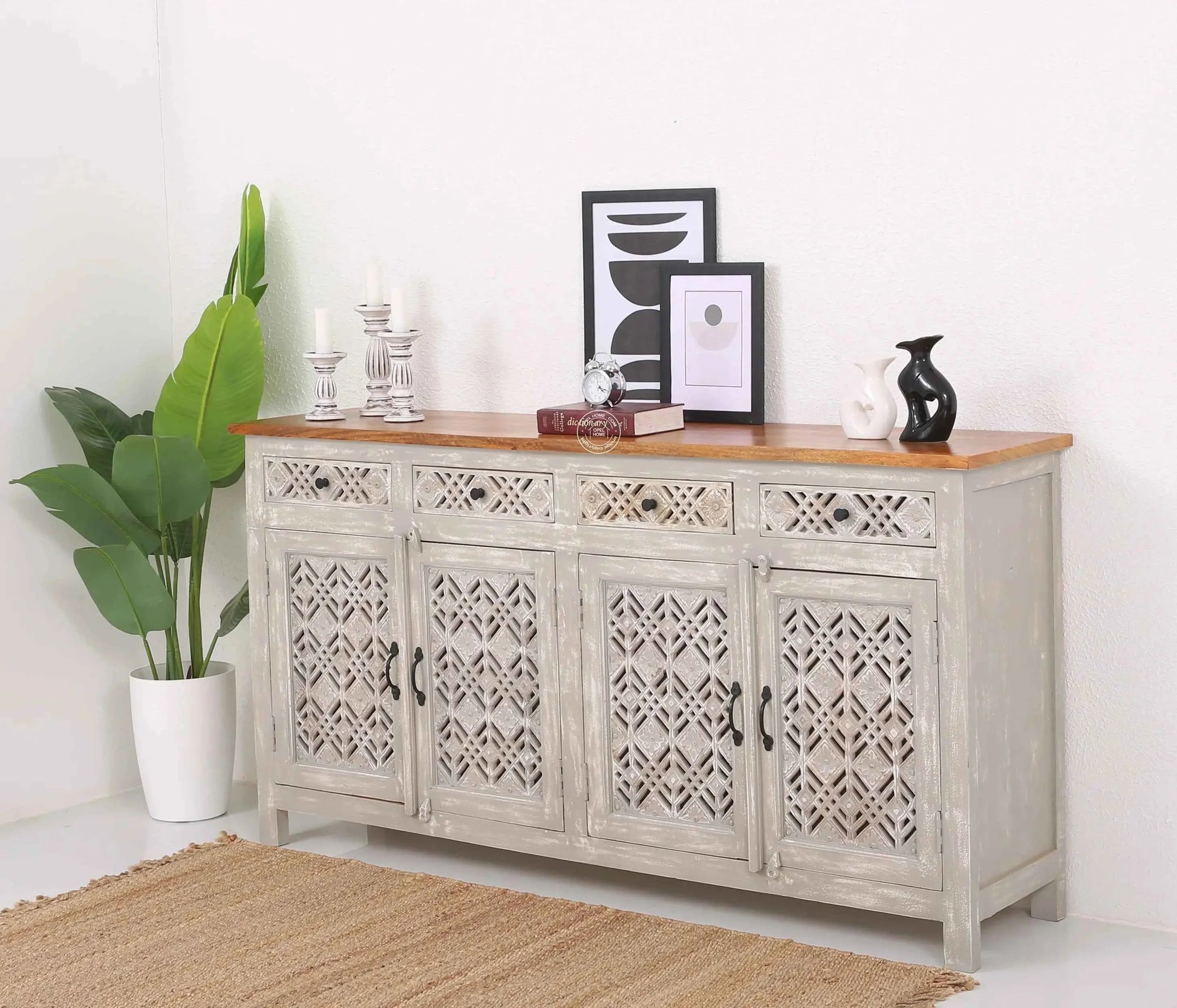 Delia Wooden 4 Door 4 Drawer Sideboard (Multiple Color Options) | Opelhome UAE