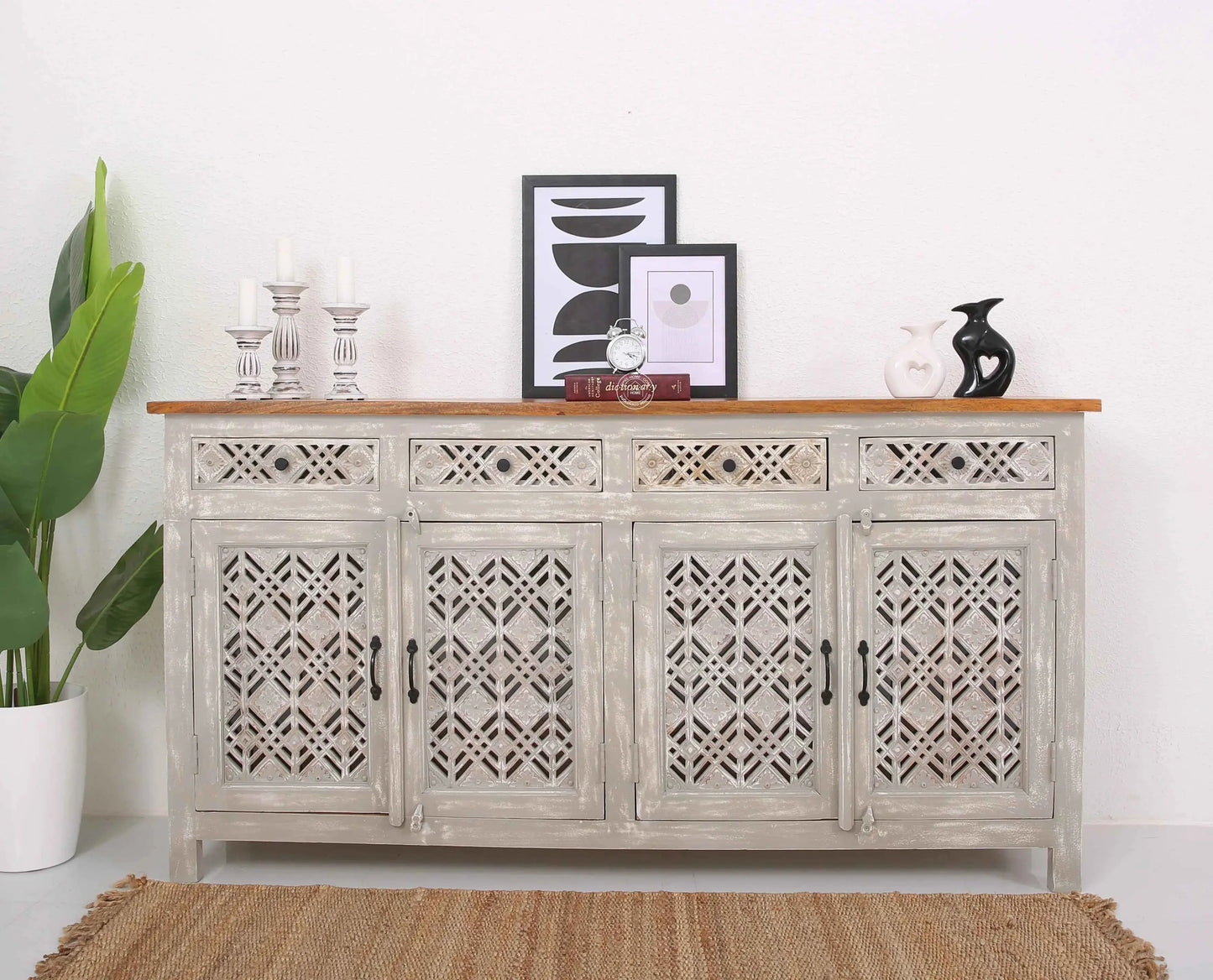 Delia Wooden 4 Door 4 Drawer Sideboard (Multiple Color Options) | Opelhome UAE