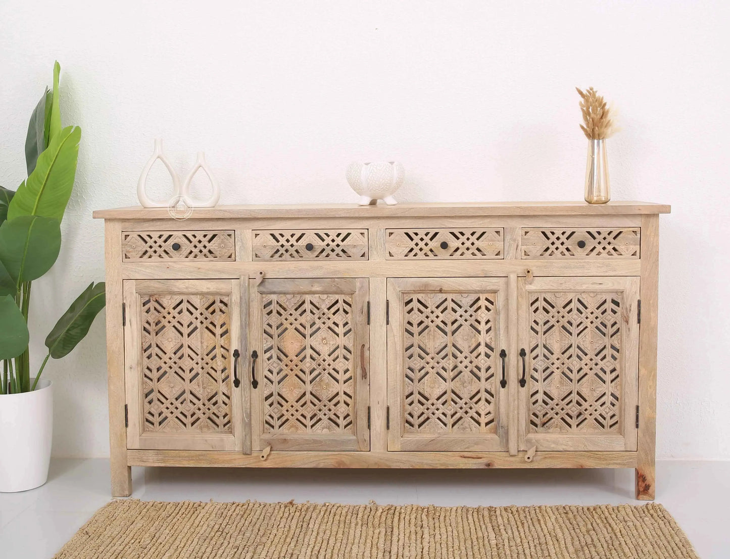 Delia Wooden 4 Door 4 Drawer Sideboard (Multiple Color Options) | Opelhome UAE
