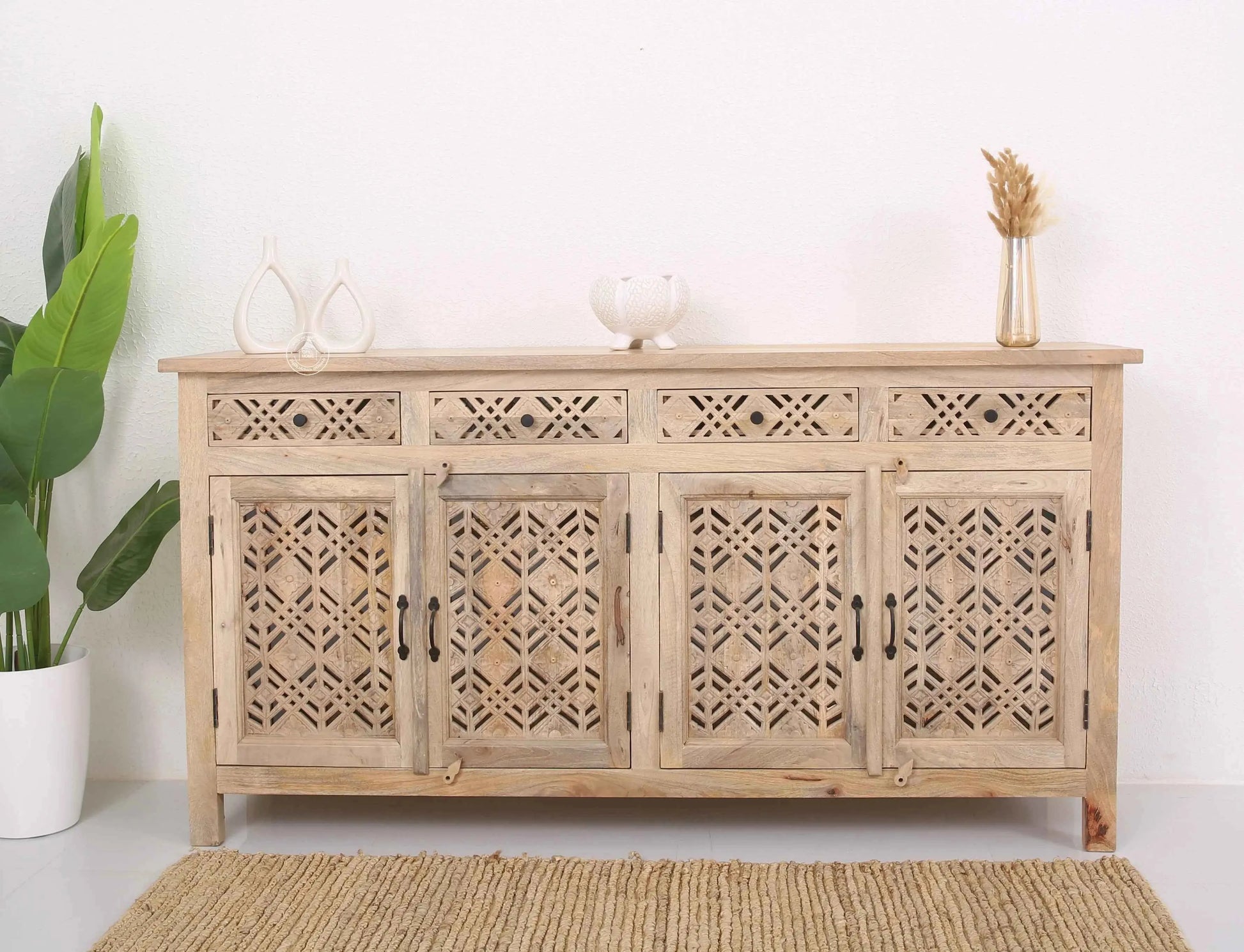 Delia Wooden 4 Door 4 Drawer Sideboard (Multiple Color Options) | Opelhome UAE