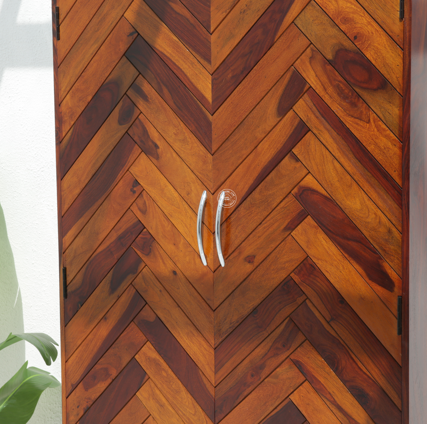 Desert Wood Slat Closet with Four Drawers – Solid Rose Wood, Honey Finish | Opelhome UAE - Opelhome