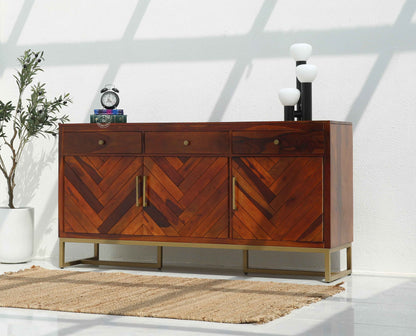 Desert Wooden Cabinet – 3 Doors, 3 Drawers, Solid Rosewood | Opelhome UAE