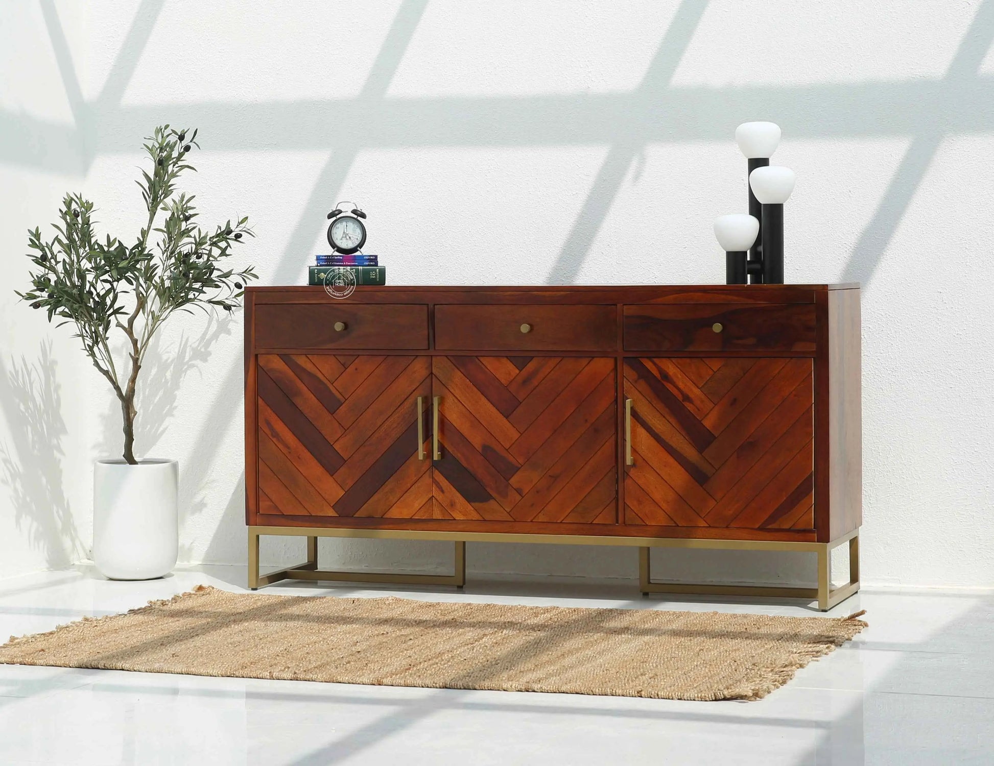 Desert Wooden Cabinet – 3 Doors, 3 Drawers, Solid Rosewood | Opelhome UAE