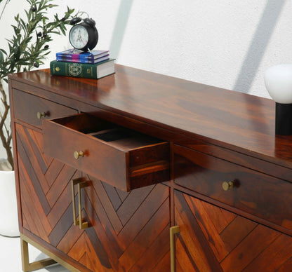 Desert Wooden Cabinet – 3 Doors, 3 Drawers, Solid Rosewood | Opelhome UAE