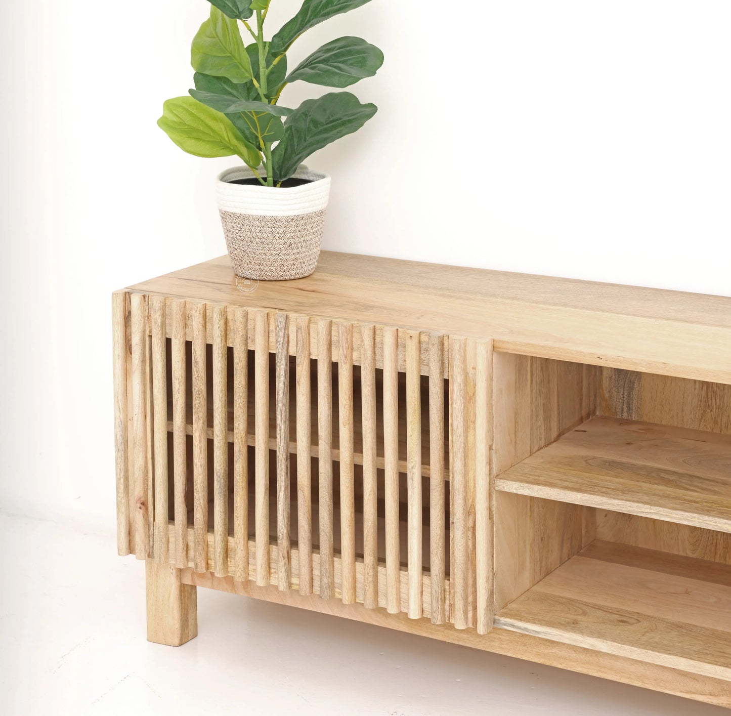 Duddy Wooden TV Unit – Solid Mango Wood, Natural Finish, Media Console | Opelhome UAE Opel Home