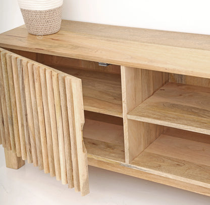 Duddy Wooden TV Unit – Solid Mango Wood, Natural Finish, Media Console | Opelhome UAE Opel Home