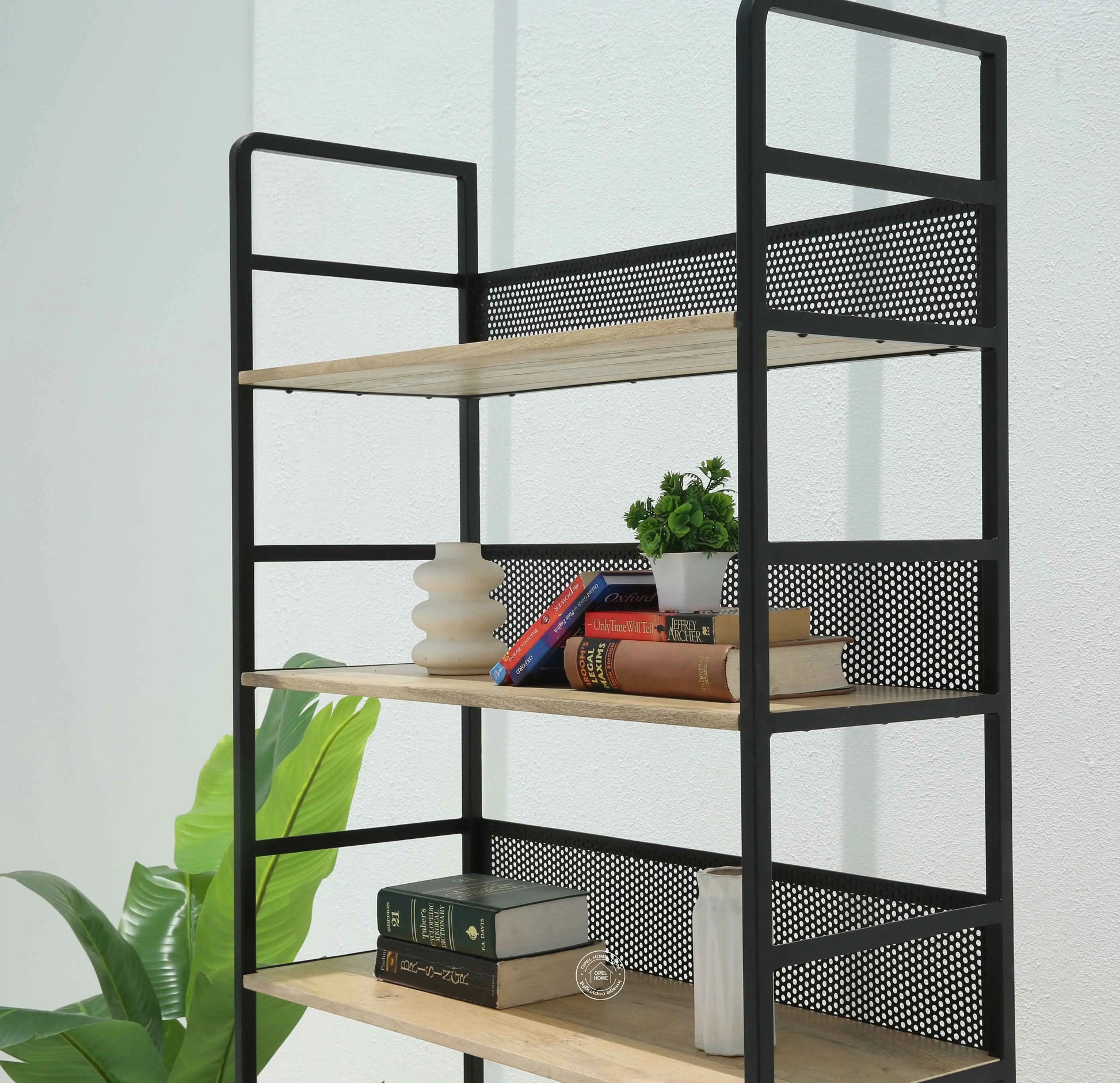 Edgecarve Industrial Wooden Bookcase – Solid Mango Wood & Iron, 197 cm | Opelhome UAE