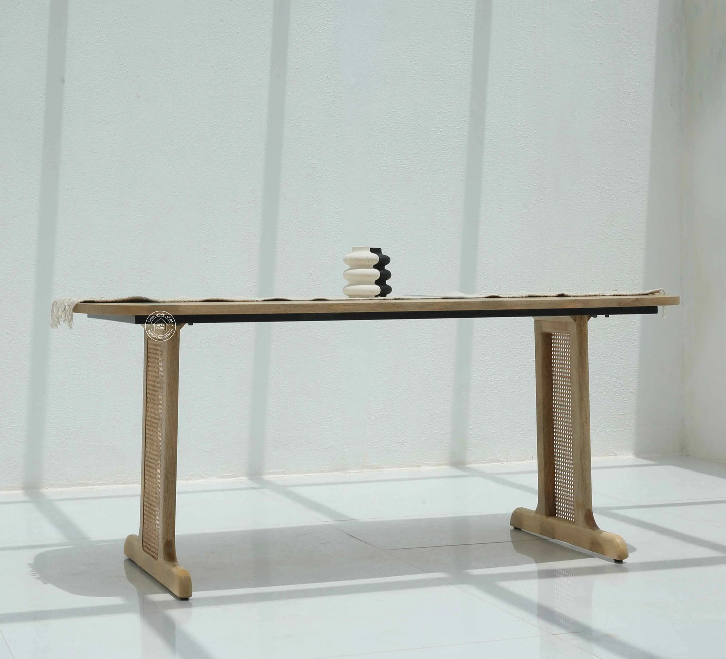 Elise Rattan Dining Table – Solid Wood & Rattan, Multiple Sizes (Only Table) | Opelhome UAE