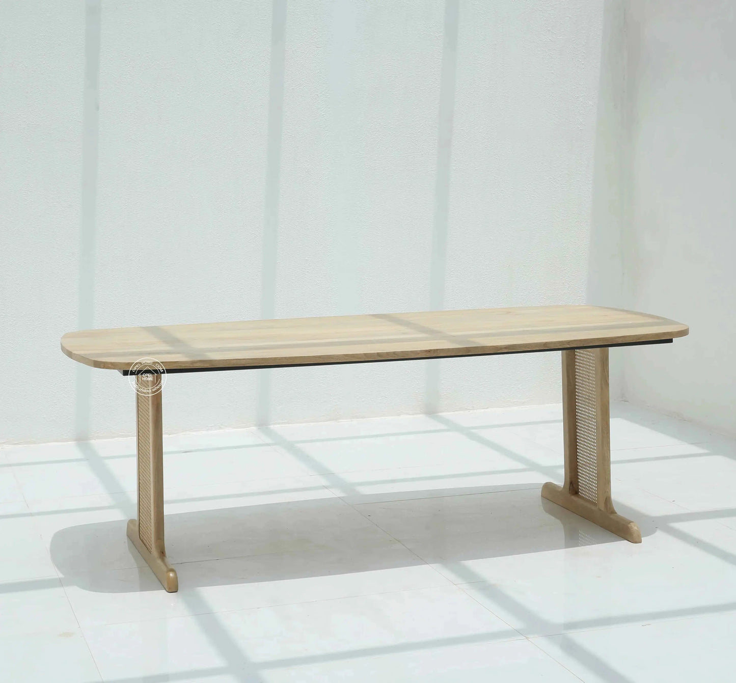 Elise Rattan Dining Table – Solid Wood & Rattan, Multiple Sizes (Only Table) | Opelhome UAE