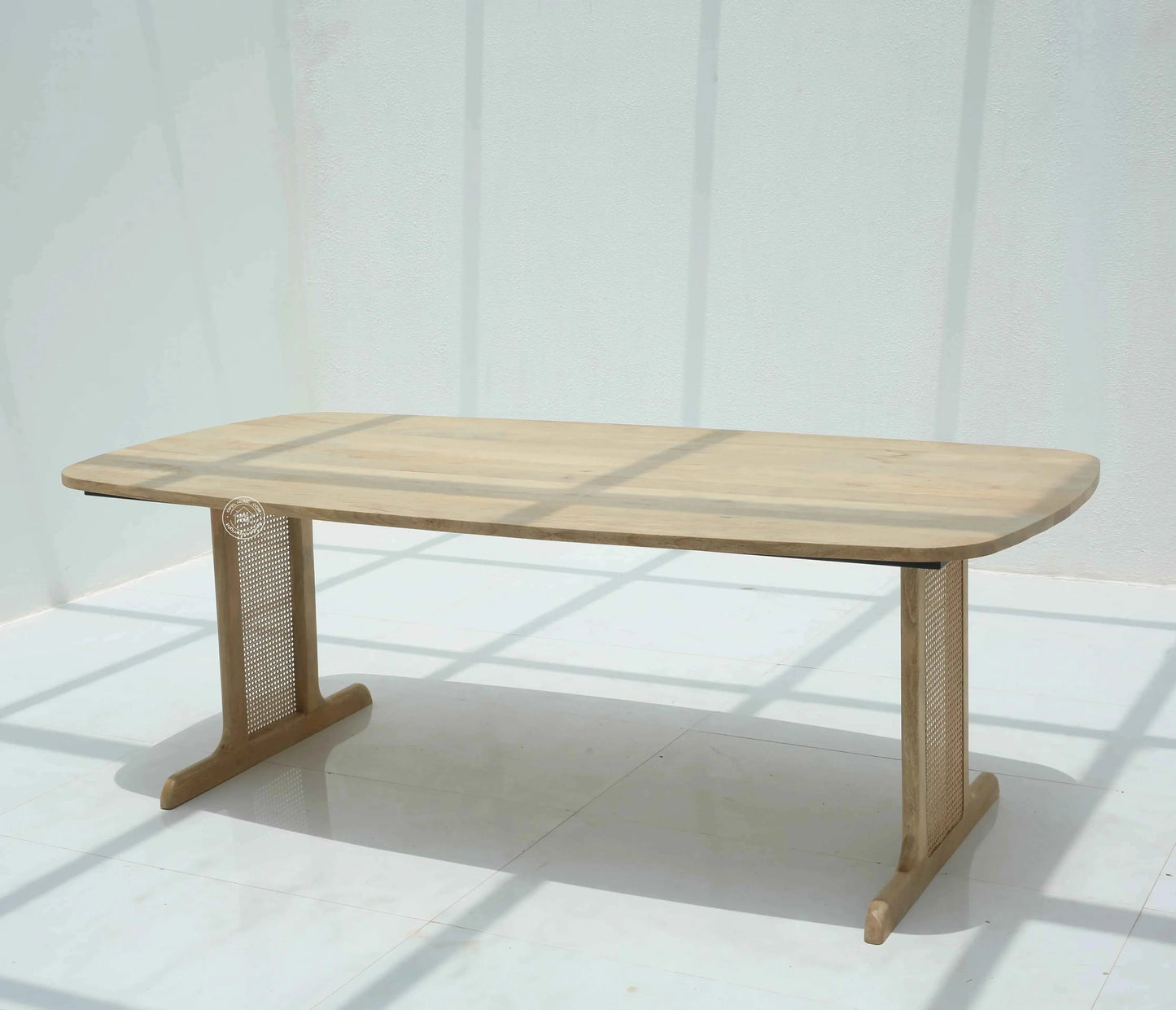 Elise Rattan Dining Table – Solid Wood & Rattan, Multiple Sizes (Only Table) | Opelhome UAE