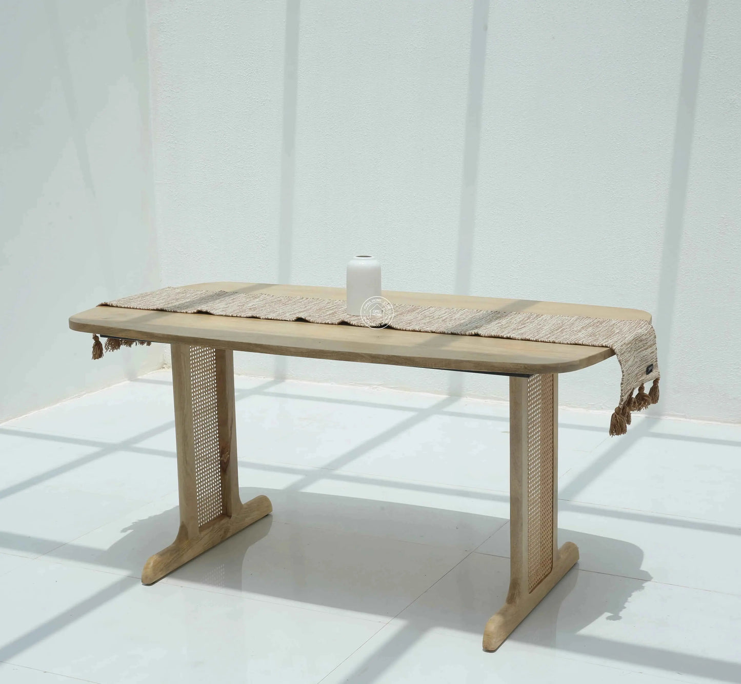 Elise Rattan Dining Table – Solid Wood & Rattan, Multiple Sizes (Only Table) | Opelhome UAE